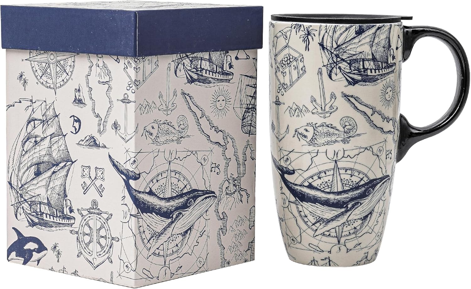 Topadorn 17oz Ceramic Travel Mug with Lid & Handle, Porcelain Coffee Cup with Gift Box, Dishwasher & Microwave Safe, for Latte,Tea, Cocoa, Milk, Home & Office - Image 2