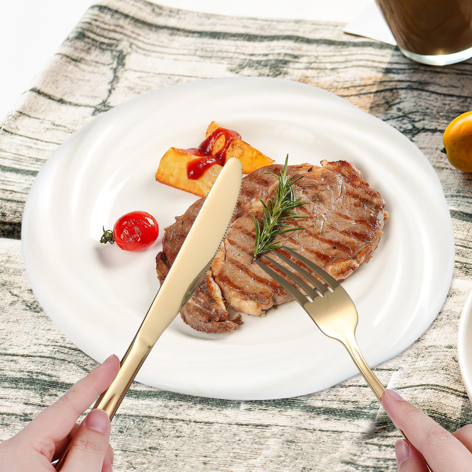 Cabilock 2set Posate in Acciaio Per Cibo Occidentale Di Utensili Manico Forchetta e Cucchiaio Stoviglie in Acciaio Resistente Di Posate Per Cucina