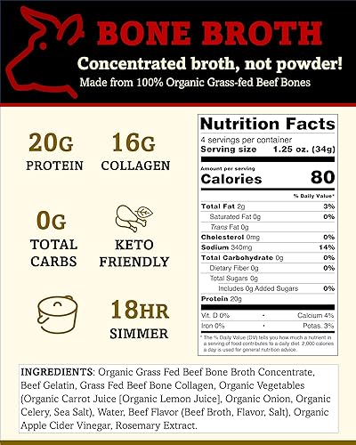 Miniatura 4 de Brite Start Caldo de hueso  Caldo de hueso de ternera  30 unidades  Concentrado apto para cetogénico lleno de colágeno de 0.56oz, proteína paleo de
