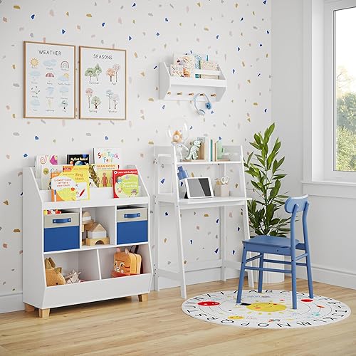 Miniatura 8 de RiverRidge Escritorio para niños con estante de escalera, color blanco