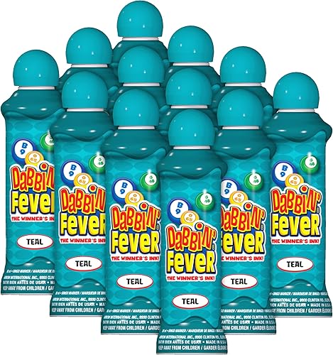 Dabbin' Fever Bingo Daubers - Una docena de dabbers de tinta de 3 onzas (verde azulado)
