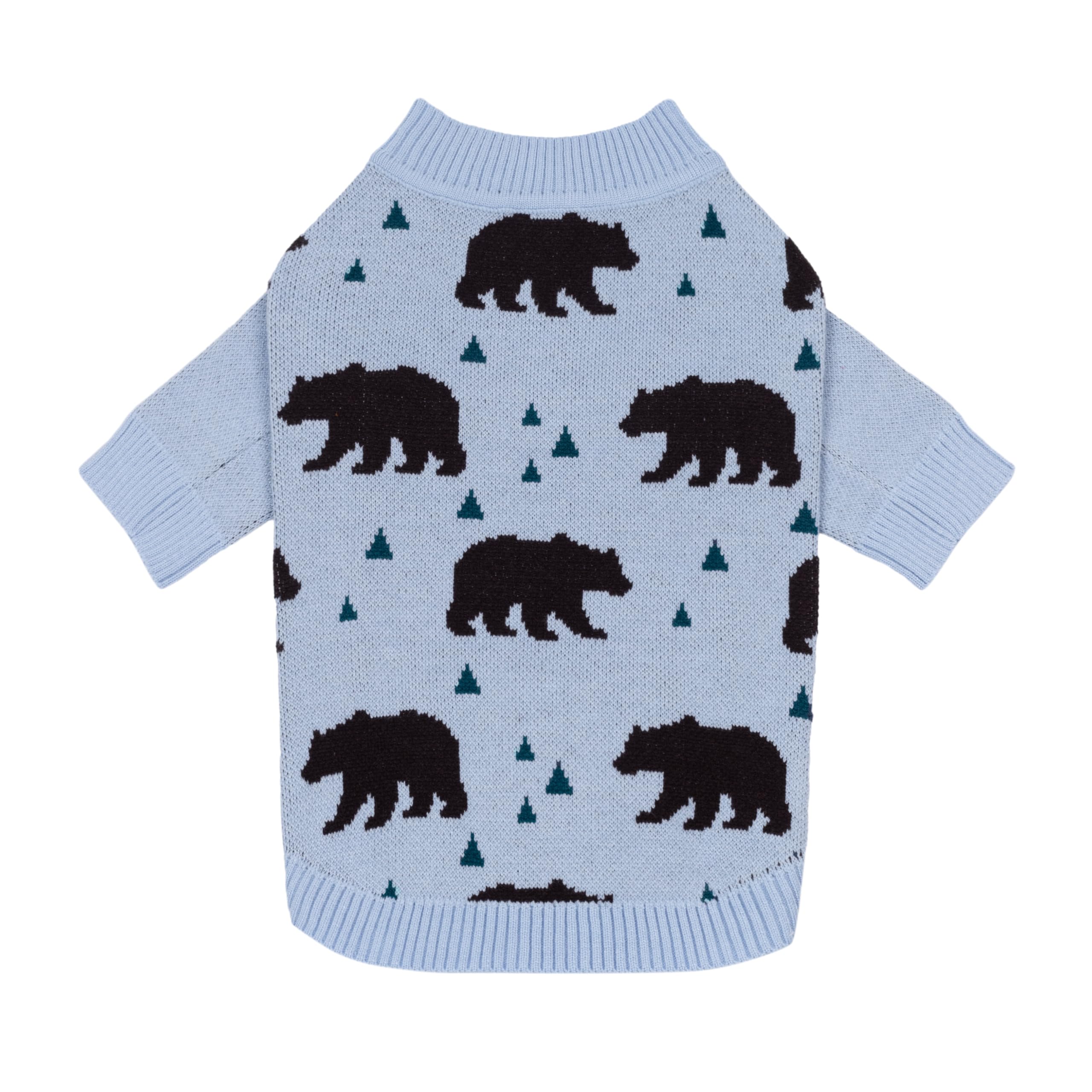 Fitwarm Polar Bear Dog Jacquard Sweater, Cozy Winter Clothes for Small Dogs Boy Girl, Knitted Pet Outfit, Light Blue, Black, Medium