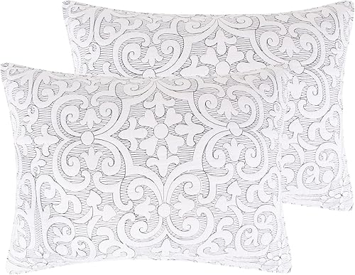 Miniatura 6 de Levtex Home Birch Hill Sherbourne - Manta acolchada de puntada gris topo de 50 x 60 pulgadas, medallón acolchado blanco con puntada gris pardo,