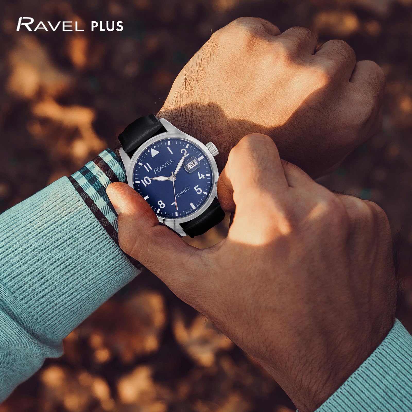 Ravel Plus - Orologio da Uomo Rotondo 40 mm con Calendario e Impermeabilità 3 ATM, Vetro Zaffiro e Quadrante Sunray - Analogico Quarzo - RPD-01-04