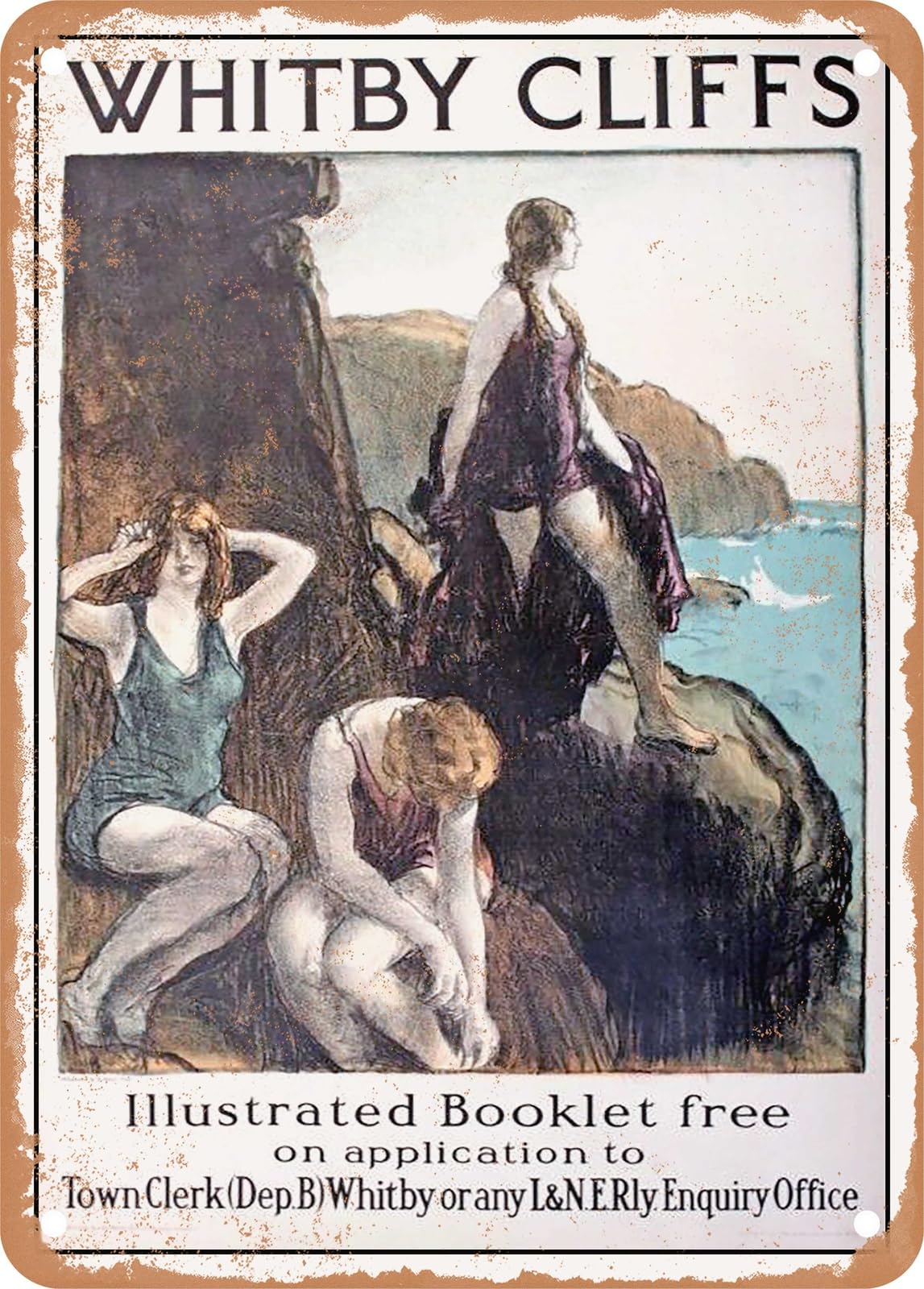 METAL SIGN - 1925 Whitby Cliffs LNER Vintage Ad home decor