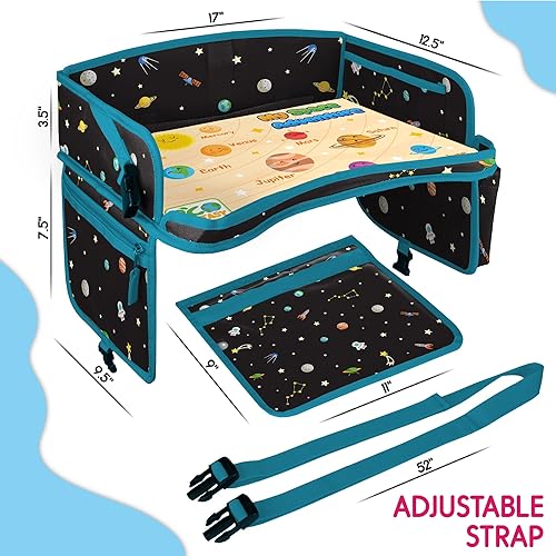 Miniatura 9 de Bandeja de asiento de automóvil para niños pequeños, mesa impermeable para asiento de automóvil, bandeja de viaje para niños, artículos esenciales