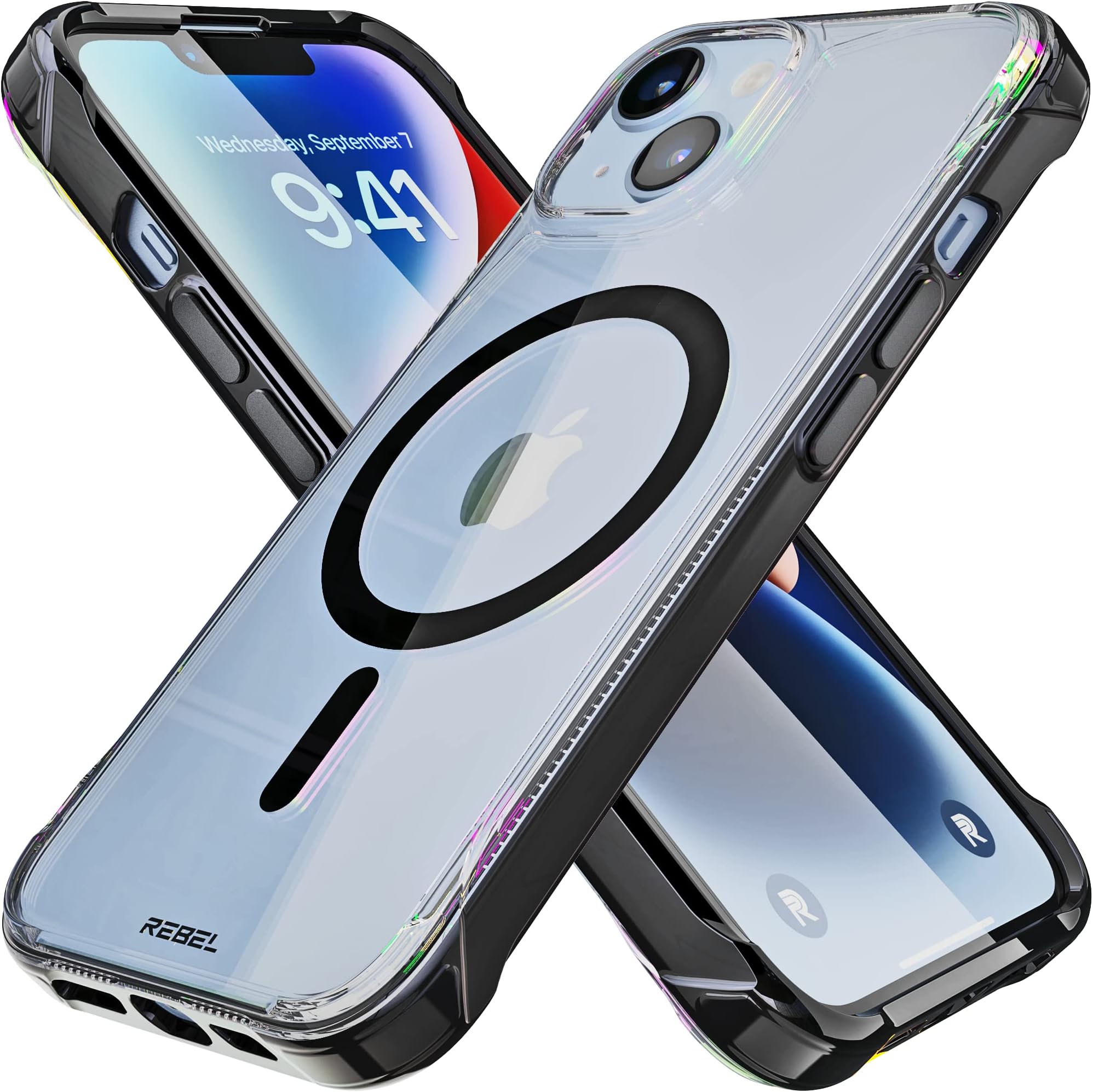 Clear Case for iPhone 14 [Crystal Series Gen-4] Strong MagSafe Compatible, Anti-Scratch, Non-Yellowing, Protective, Shockproof, Metal Buttons, 6.1 Inch Phone Cover 2023 13 & 14 (Crystal Black)