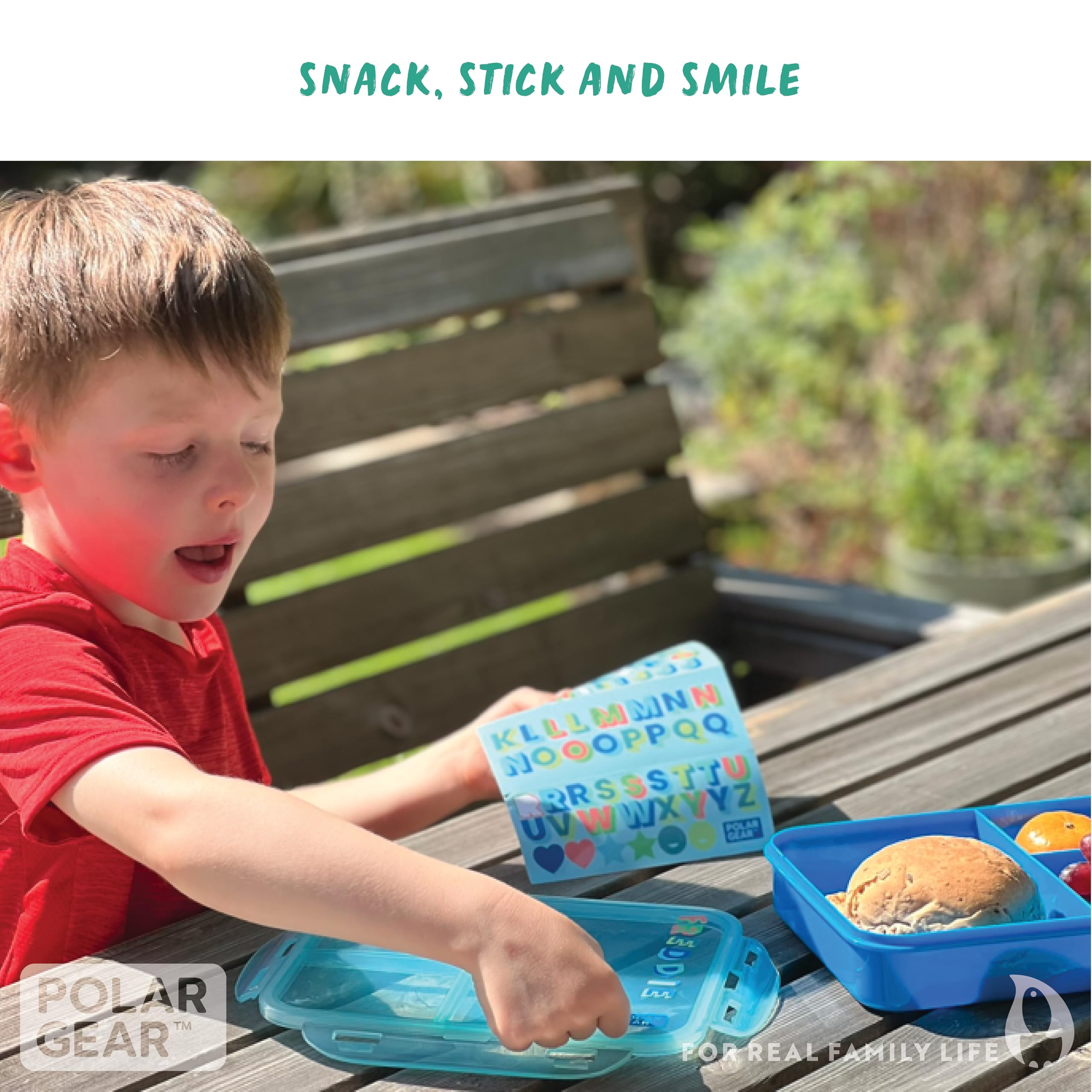 Polar Gear Lunch Box with A-Z Sticker Sheet, Polypropylene, 1 Liter, Sky Blue/Azure Home & Kitchen