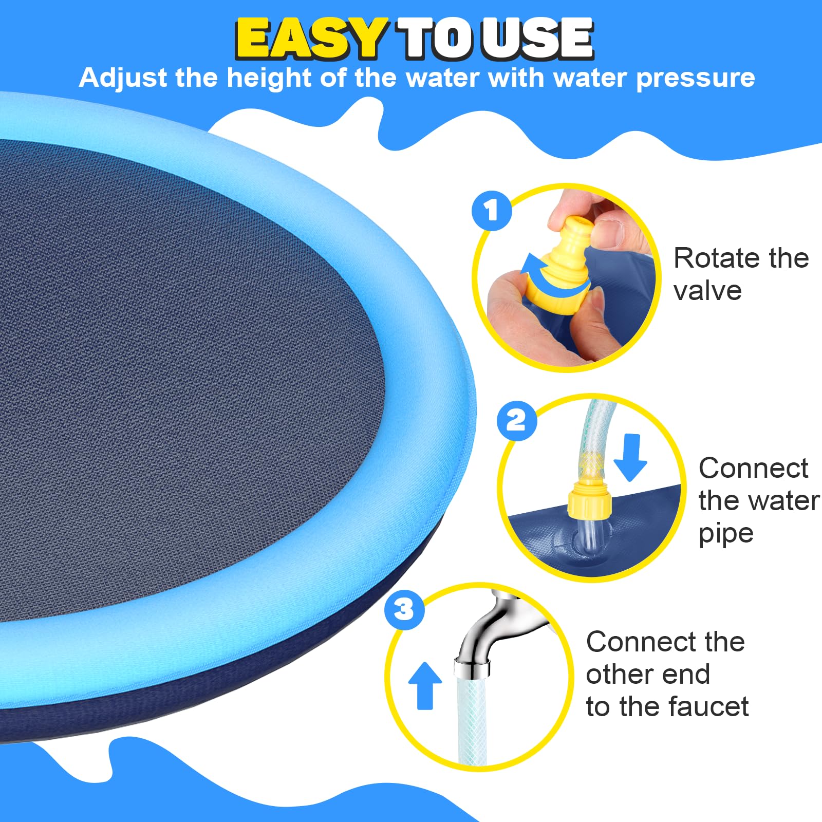 Ninonly Splash Pad 170cm PVC Antideslizante Almohadilla de Aspersorpara mit 3Altura Ajustable Instalación Rápida para Varias Personas Actividades Niños Niñas Aire Libre Fiesta Playa Jardín Ninonly Splash Pad 170cm PVC Antideslizante Almohadilla de Aspersorpara mit 3Altura Ajustable Instalación Rápida para Varias Personas Actividades Niños Niñas Aire Libre Fiesta Playa Jardín