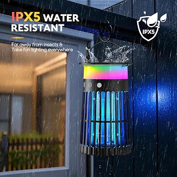 Solar Bug Zapper Outdoor, 4-in-1 Mosquito Zapper 4200V with Flame Light Mode, Waterproof Portable Fly Zapper, Electric Cordless Fly Insect Mosquitoes Trap Killer for Patio Yard Garage Camping