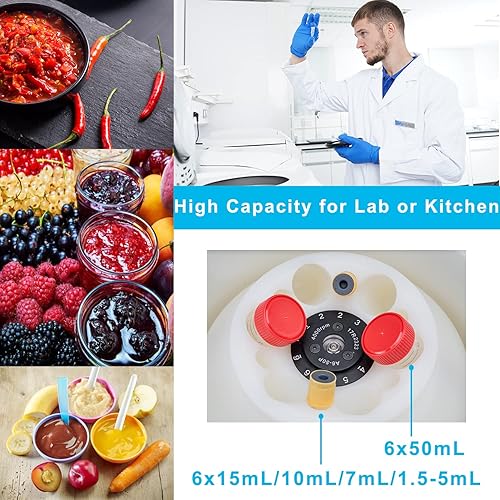 Miniatura 5 de ONiLAB - Máquina centrífuga de laboratorio de sobremesa de laboratorio 6 x 1.7fl oz, 6 x 0.5fl oz, 0.3fl oz, 0.2fl oz, centrífuga de laboratorio de