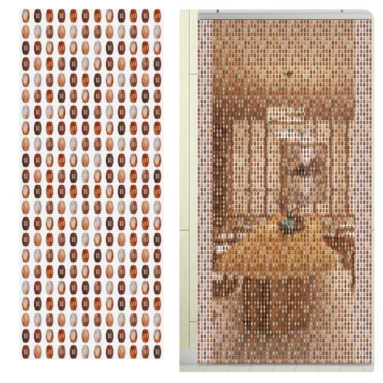 Vnook Beaded curtains, balcony door curtain, DIY hanging room divider, decorative door string curtain for window, room, patio door, balcony door(Brown,80x200cm)
