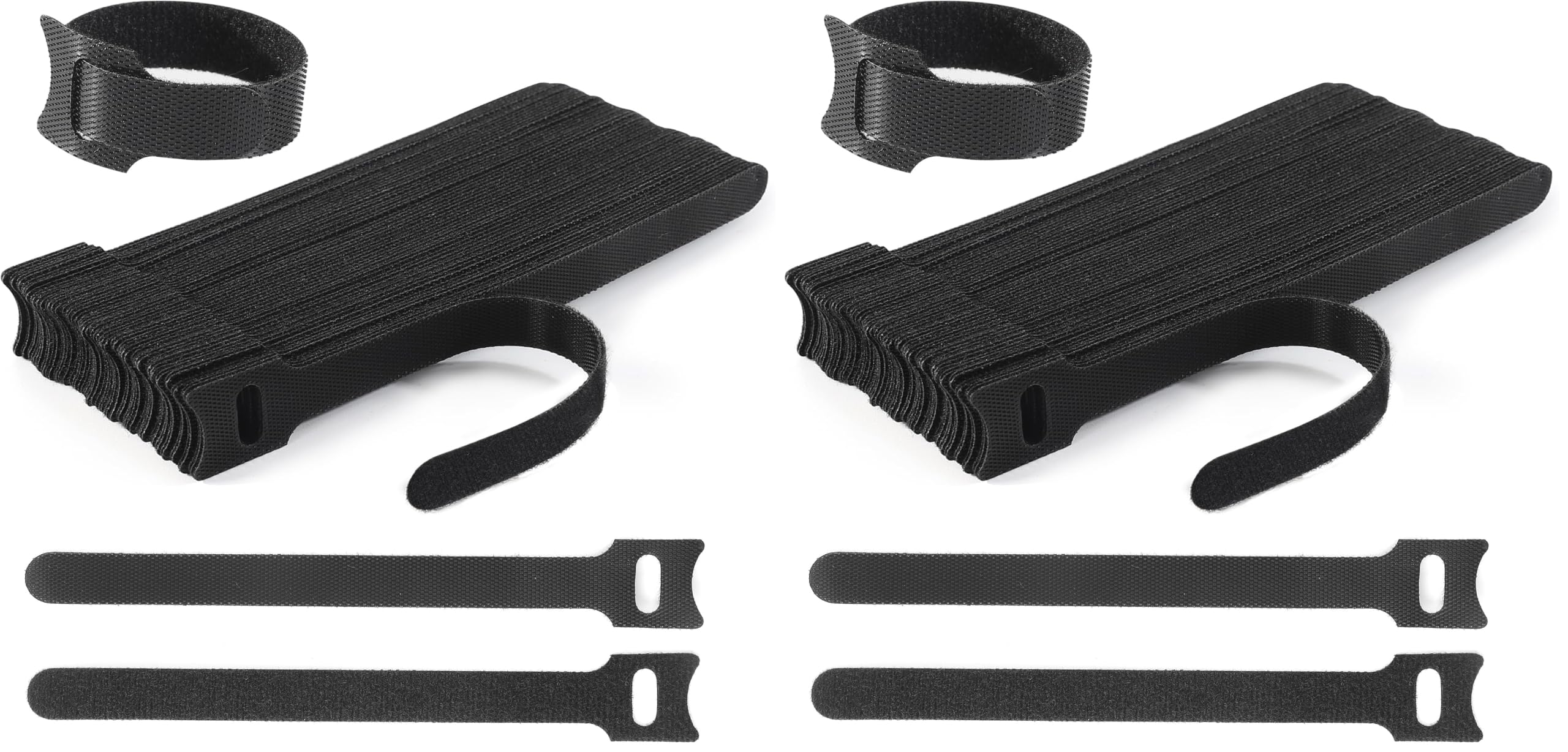 Nettbe Reusable Cable Ties, 60 PCS 8 Inches Adjustable Cord Straps Wire Organizer Cord Wrap and Hook Loop Cable Management (Pack of 2)