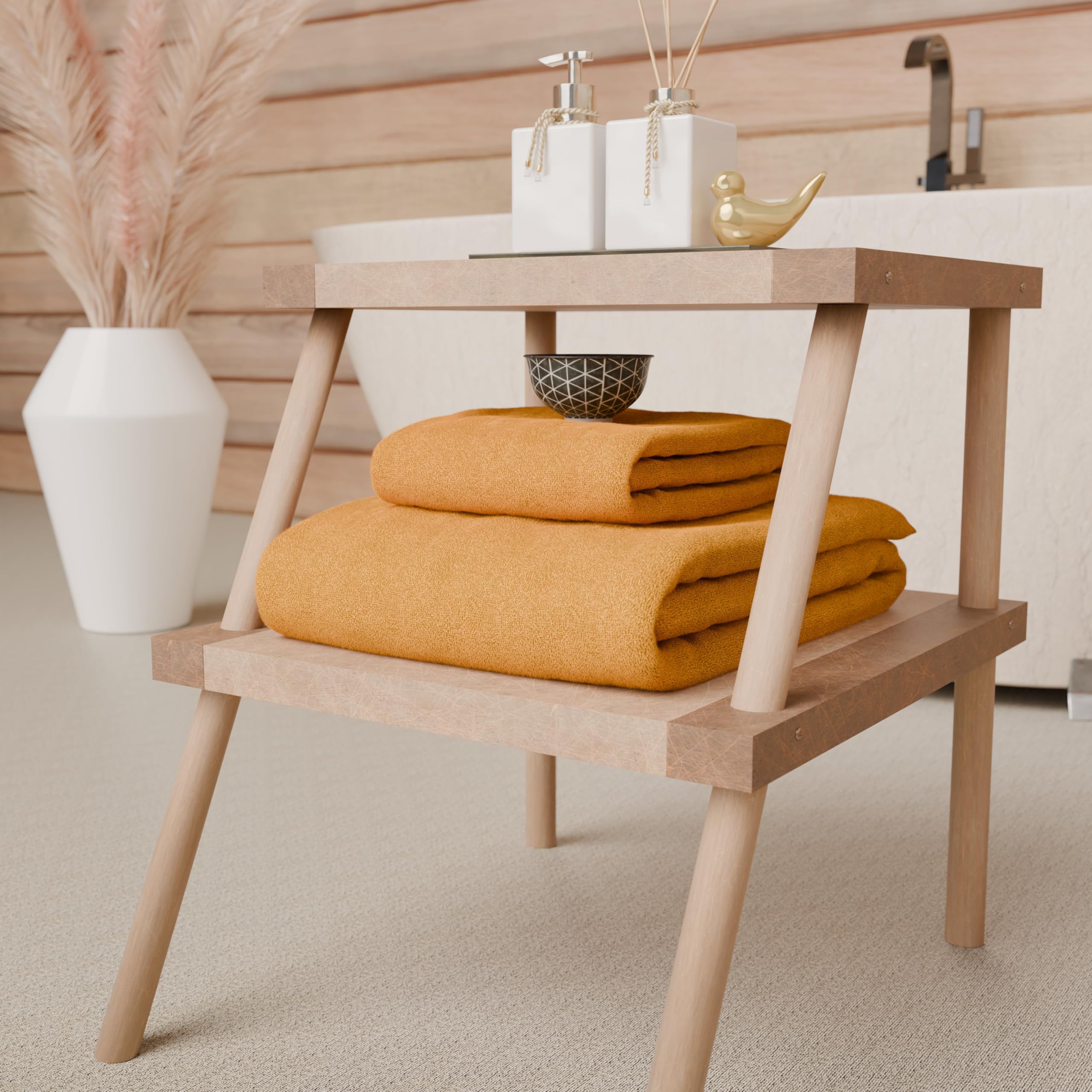 PETTI Artigiani Italiani - Badetücher aus 100% Baumwoll-Frottee, Handtuch-Set 2 + 2, 4 Stück 2 Handtücher und 2 Handtücher, Handtücher orange