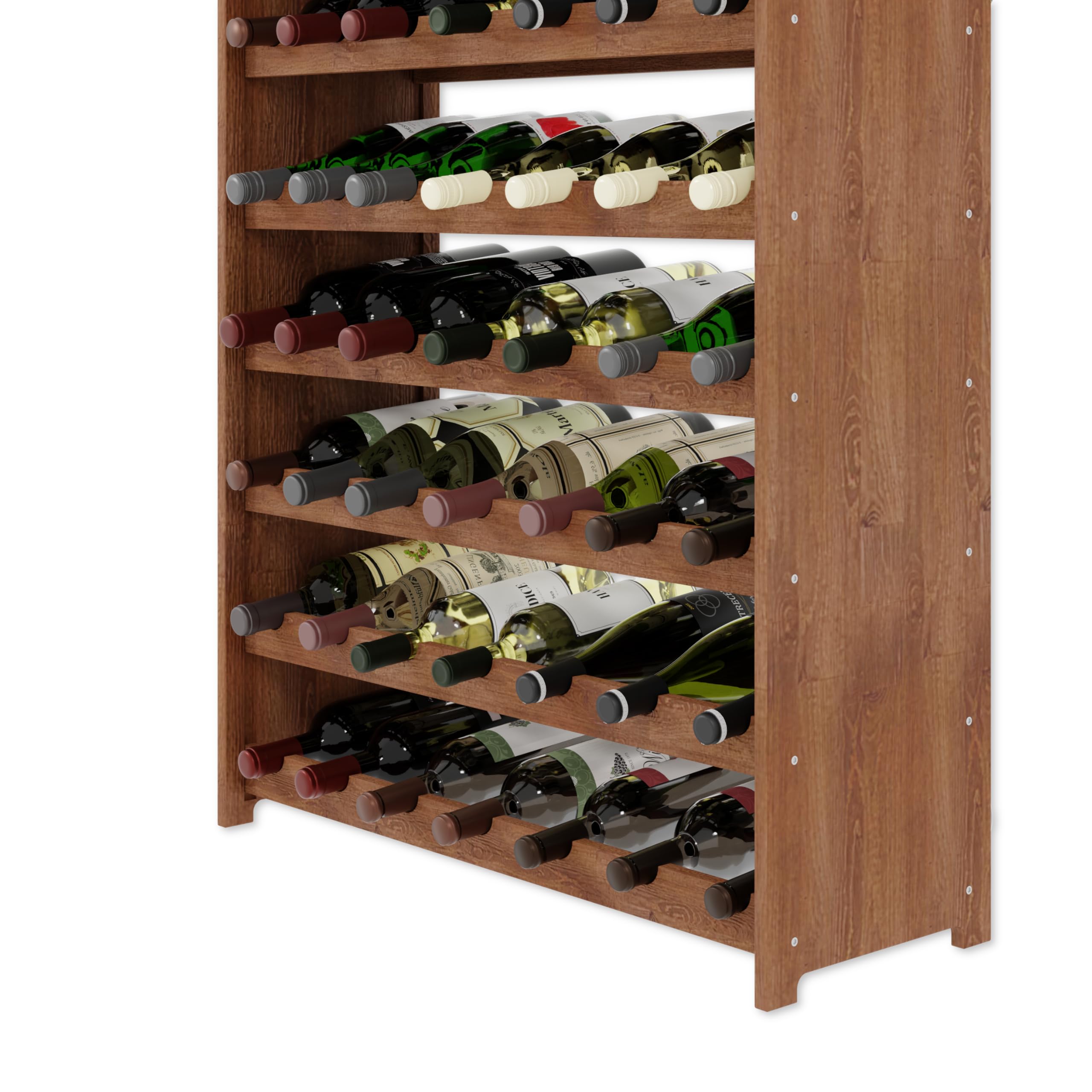 Lenmar, Wählen Sie Ihre Farbe, RW-3-63, Weinregal aus Holz, 118 x 72 x 26,5 cm, für 63 Flaschen, 9 liegen, Natur, Braun, Antrazit Flaschenregal für Wein, Lagerung für Flaschen (Braun)