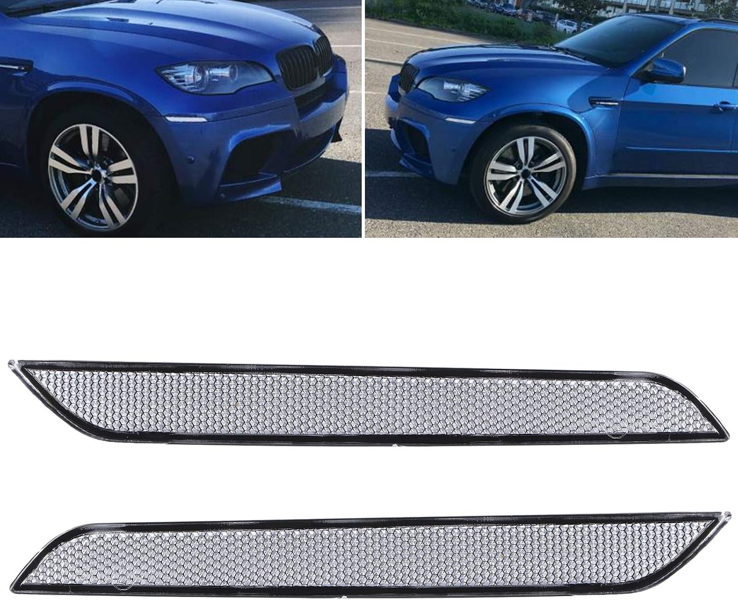 Uxsiya Side Marker Light 63147187087 63147187088 Quality Front Bumper Reflector Lamp Kit for E71 X6 E70 X5M (White)
