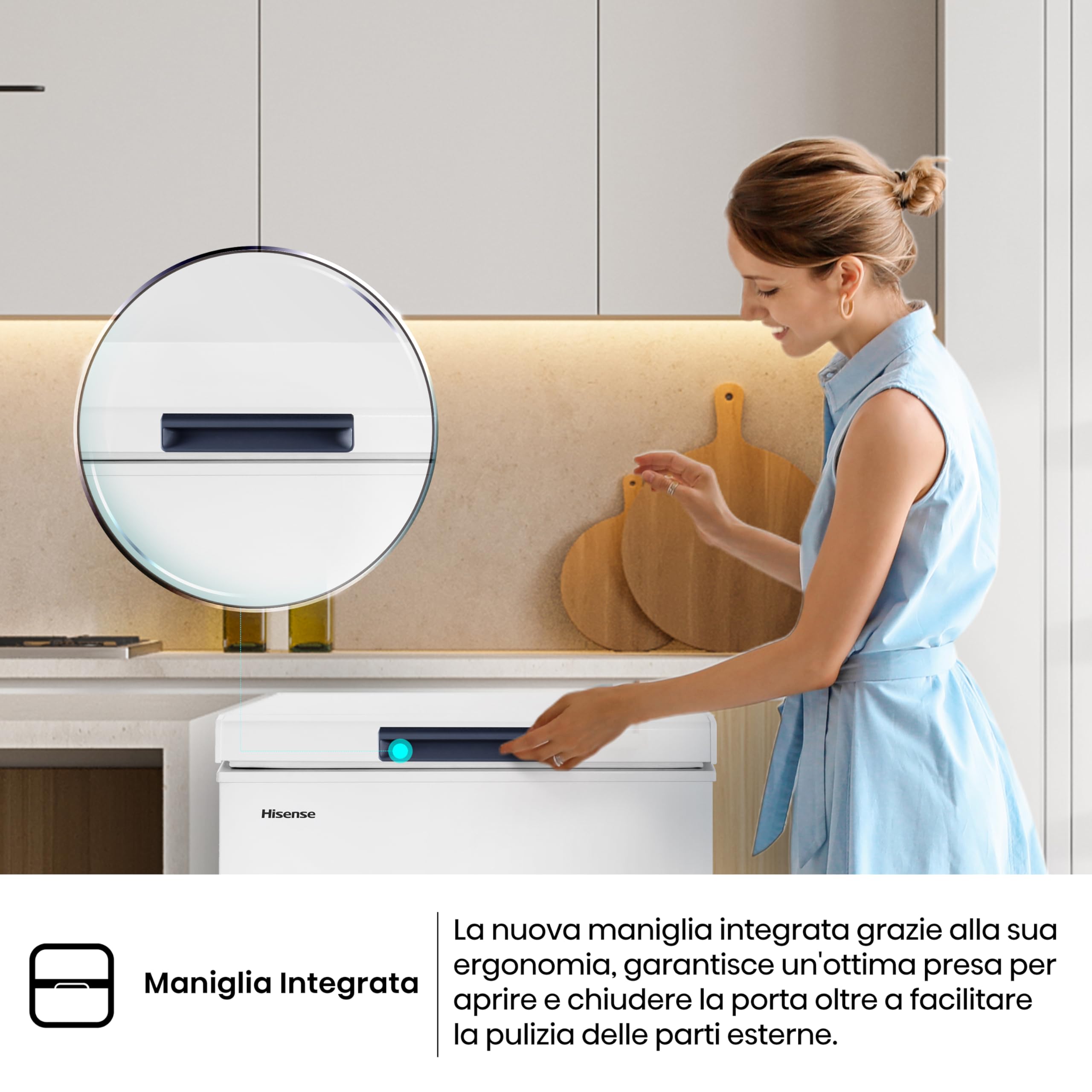 Hisense MCF95E Congelatore a Pozzo 95 L di capacità, Silenzioso 40 dB, Bianco, 54.6 x 47.9 x 85.4 cm