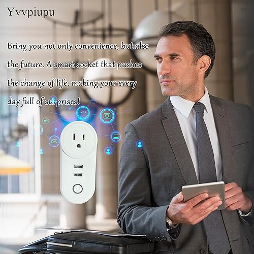 Miniatura 6 de Enchufe inteligente WiFi de 3 salidas de modo dual, potente salida de 10 A, 2400 W, USB controlable individualmente con Alexa Smart Plug