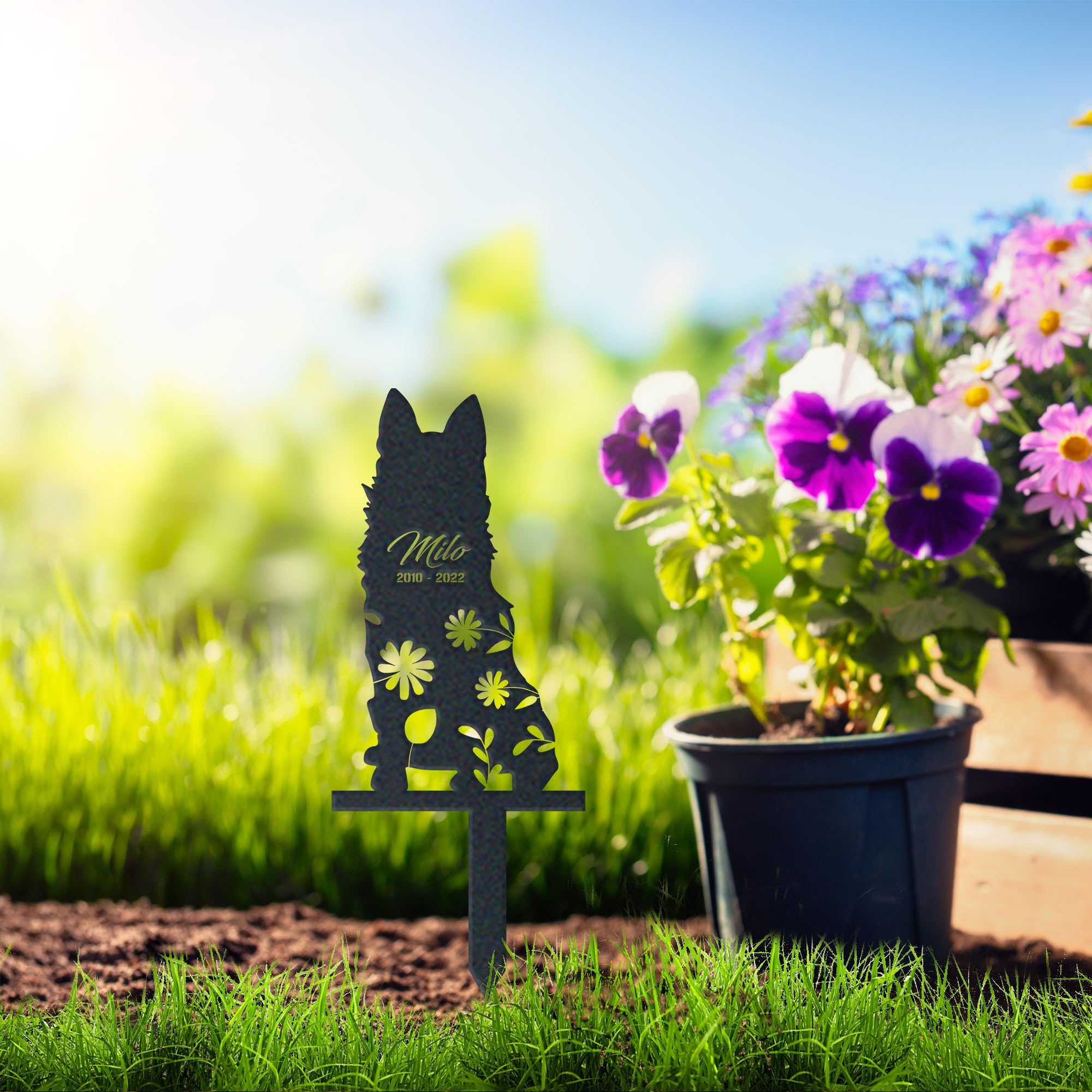 WEIYALIY Personalised Dog Memorial Gift, Schipperke Dog Memorial Plaques, Metal Garden Decor, Custom Name Sign, Pet Grave Marker for Dogs, Headstone, Pet Bereavement Gifts, Remembrance Plaque