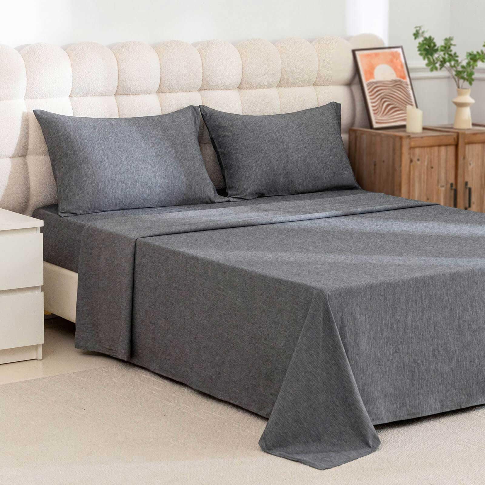 Sylvaris 4 Pieces Queen Size Hypoallergenic Bed Sheets Breathable and Elegant Soft Deep Pocket Sheet Set Winkle-Free Hotel