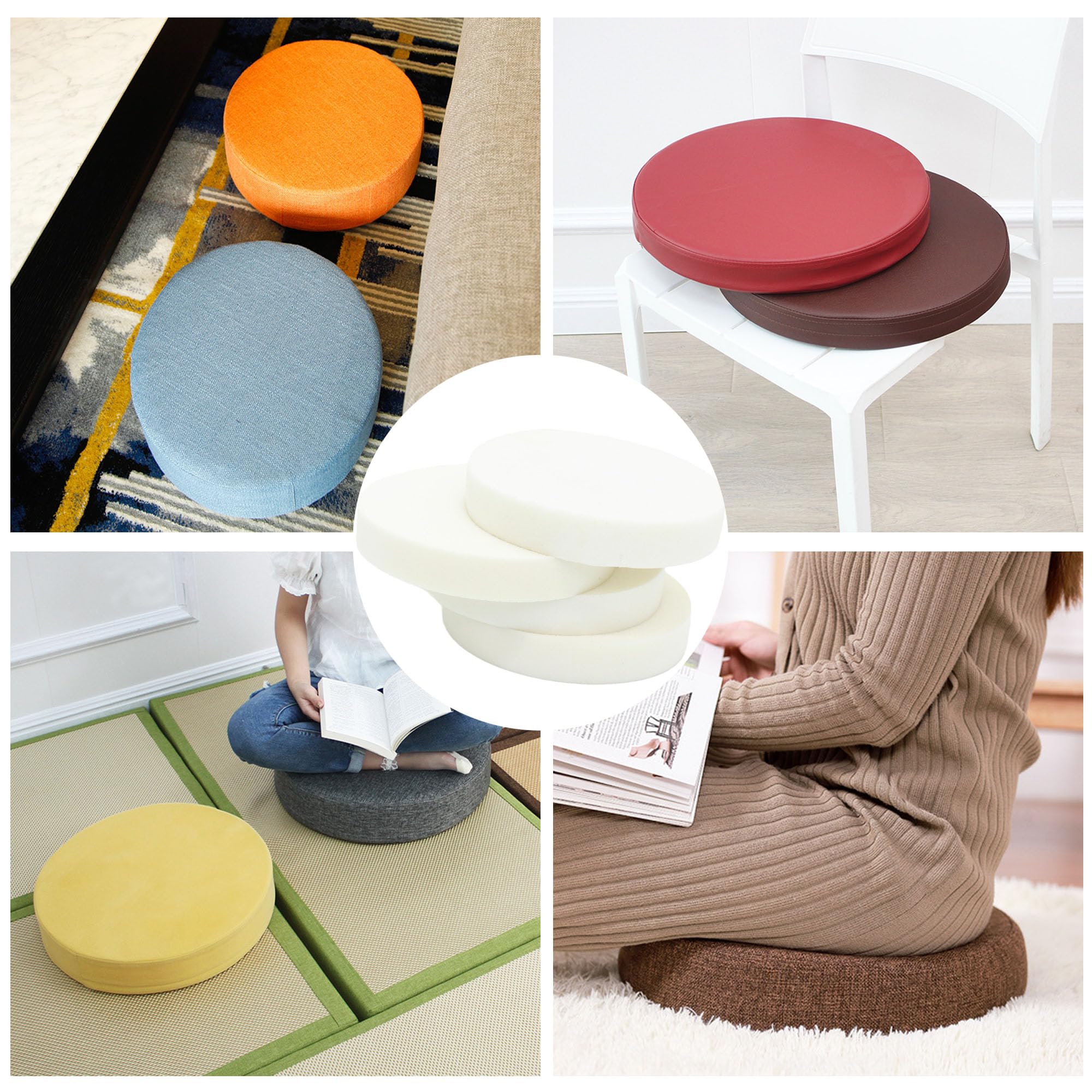 Espuma para tapicería, hoja de espuma blanca de alta densidad, acolchado redondo para silla, cojines de repuesto de espuma firme, acolchado de espuma gruesa para cama de mascotas, sillones,