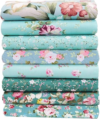 Hanjunzhao Green Fat Quarters - Paquetes de tela de edredón precortado, 18 x 22 pulgadas (floral verde) Verde Floral,Floral rosa