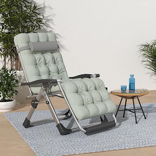 Miniatura 2 de Suteck Silla de Gravedad Cero de Gran Tamaño, Silla de Descanso XL de 29 Pulgadas con Cojín Extraíble y Reposacabezas, Silla de Campamento