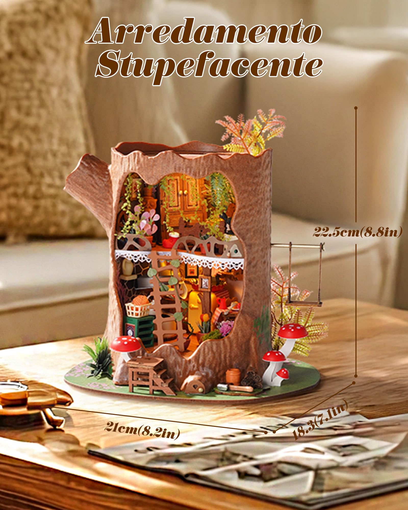 Rolife Miniature Casa sull'albero da favola, 275 pezzi Kit Casa in Miniatura DIY, Modellismo da Costruire Adulti Casa delle Bambole in Legno Puzzle 3D per Adolescenti Regalo calmante para decoración