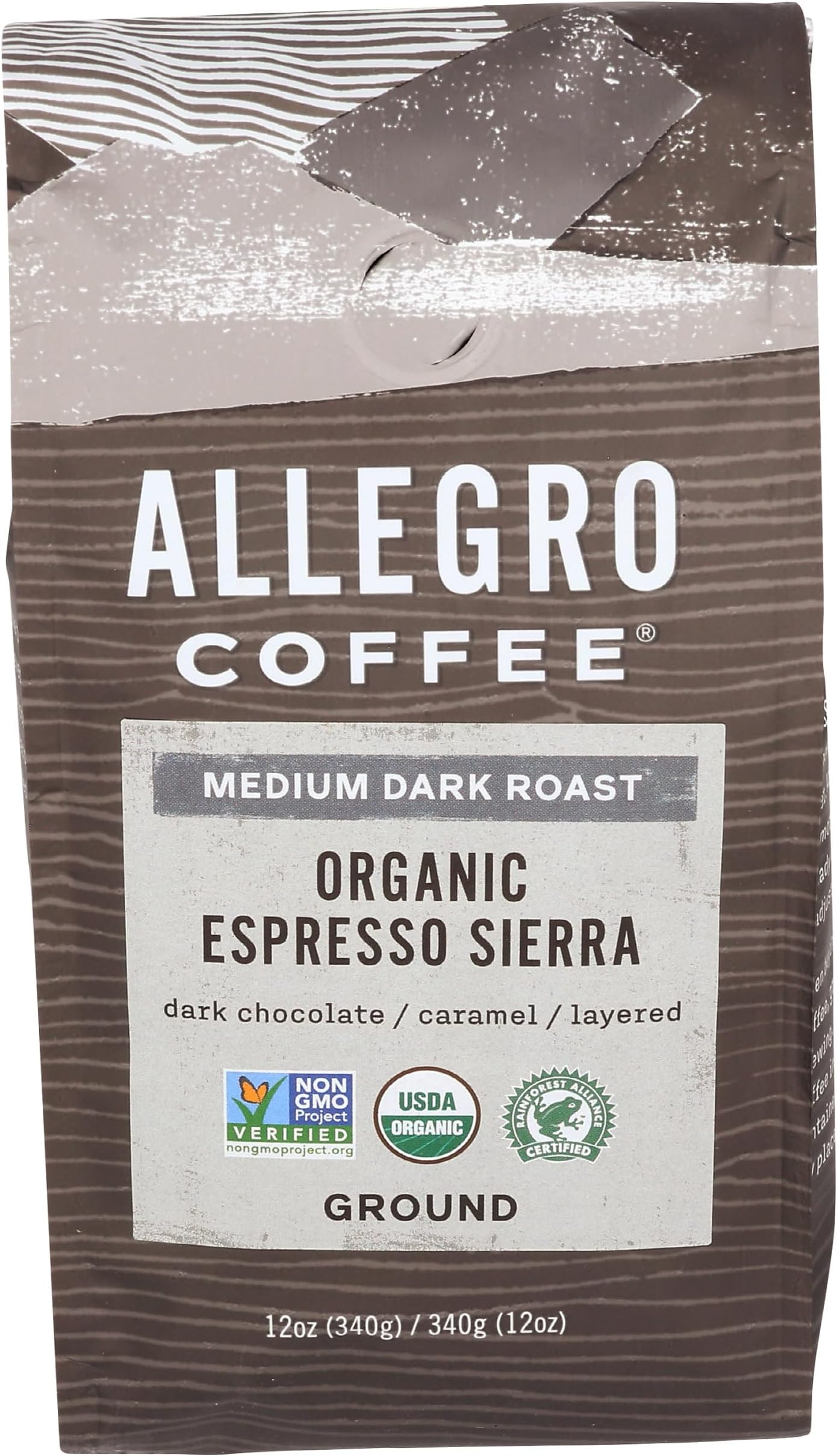 Allegro Coffee Organic Espresso Sierra Ground Coffee, 12 oz