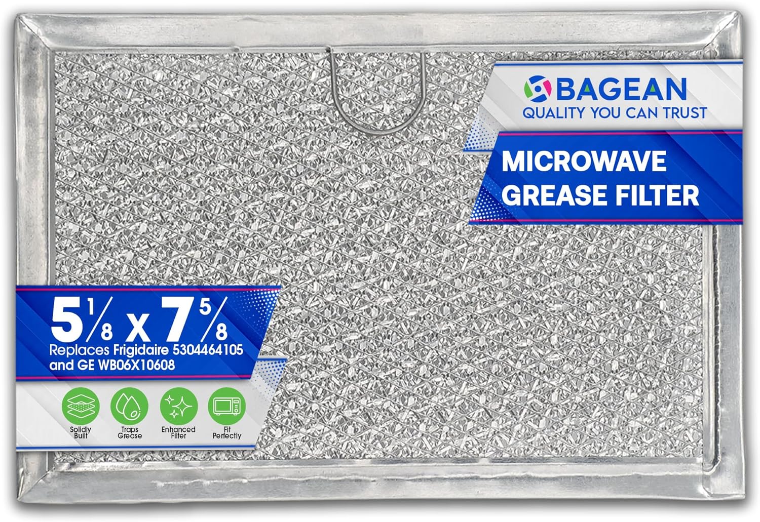 Microwave Filter Replacement 5.12” x 7.64” Fits Frigidaire 5304464105 WB06X10608 GE Microwave Filter - Aluminum Mesh Screen Grease Filter - Filters Air Entering Over the Range Oven Vent Fan (4-Pack)