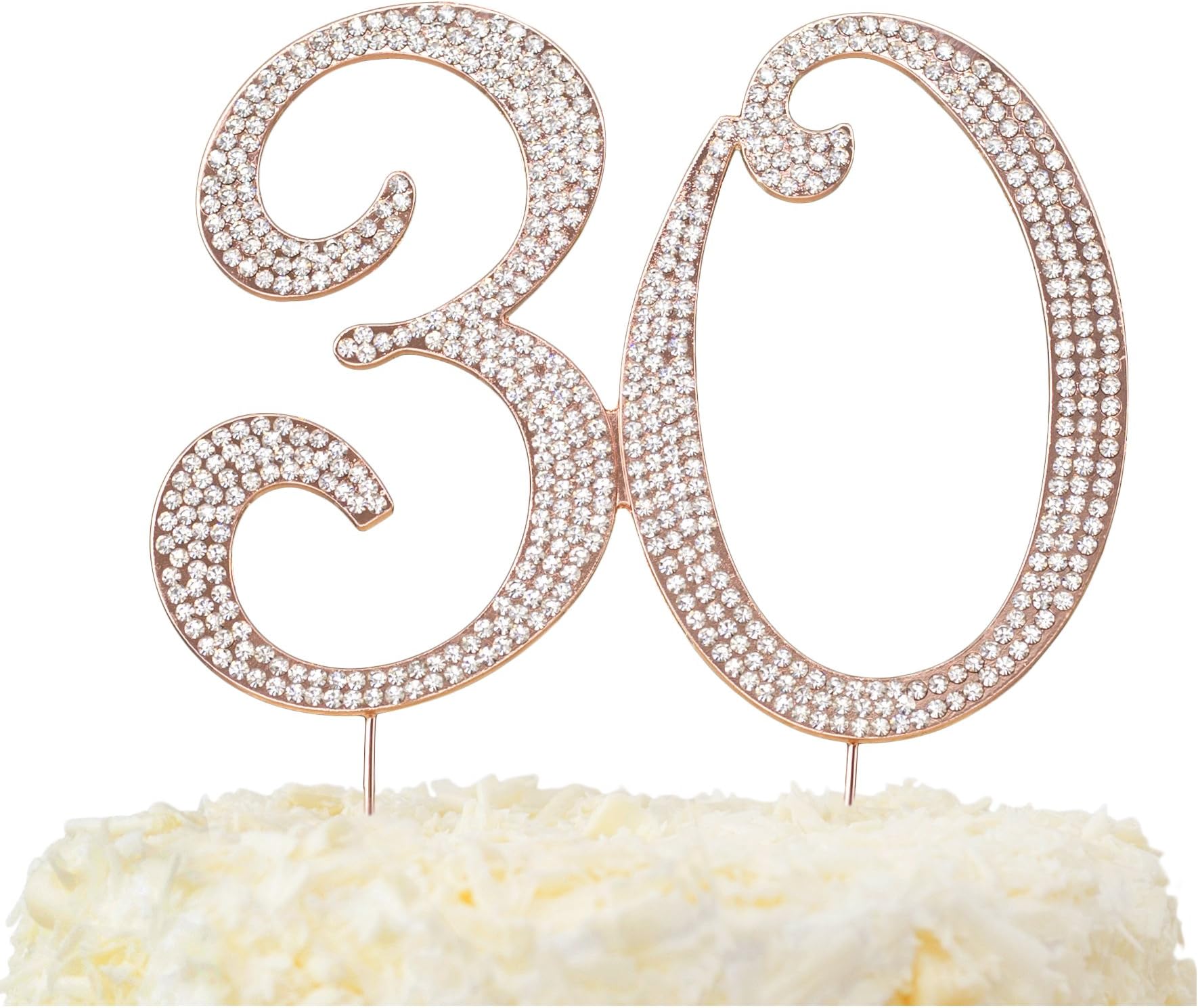LOVENJOY Gift Boxed 5.8" Rhinestone 30 Cake Topper Rose Gold