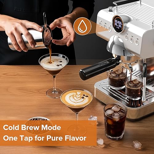 Miniatura 2 de Máquina de café expreso de 20 barras con infusión fría, máquinas profesionales Expresso para el hogar, cafetera de café espresso de acero inoxidable