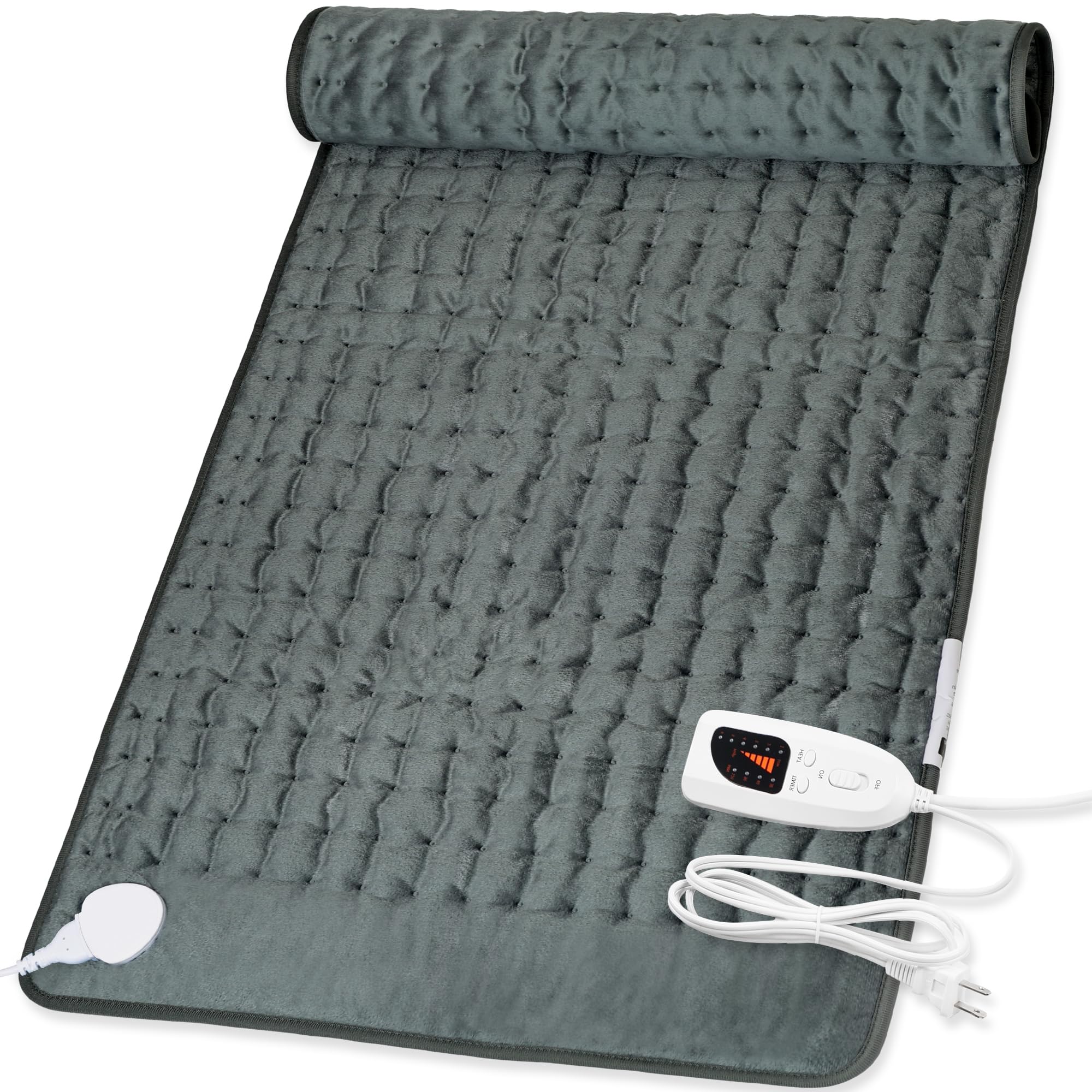 Deepsoon Heating Pad,Electric Heating Pads for Back,Neck,Moist Heating Pad for Abdomen Shoulder Knee Legs,Dry/Moist Heat&amp;Auto Shut Off,Fathers Day Dad Gifts for Men Birthday,Dark Gray,40x20 Inch