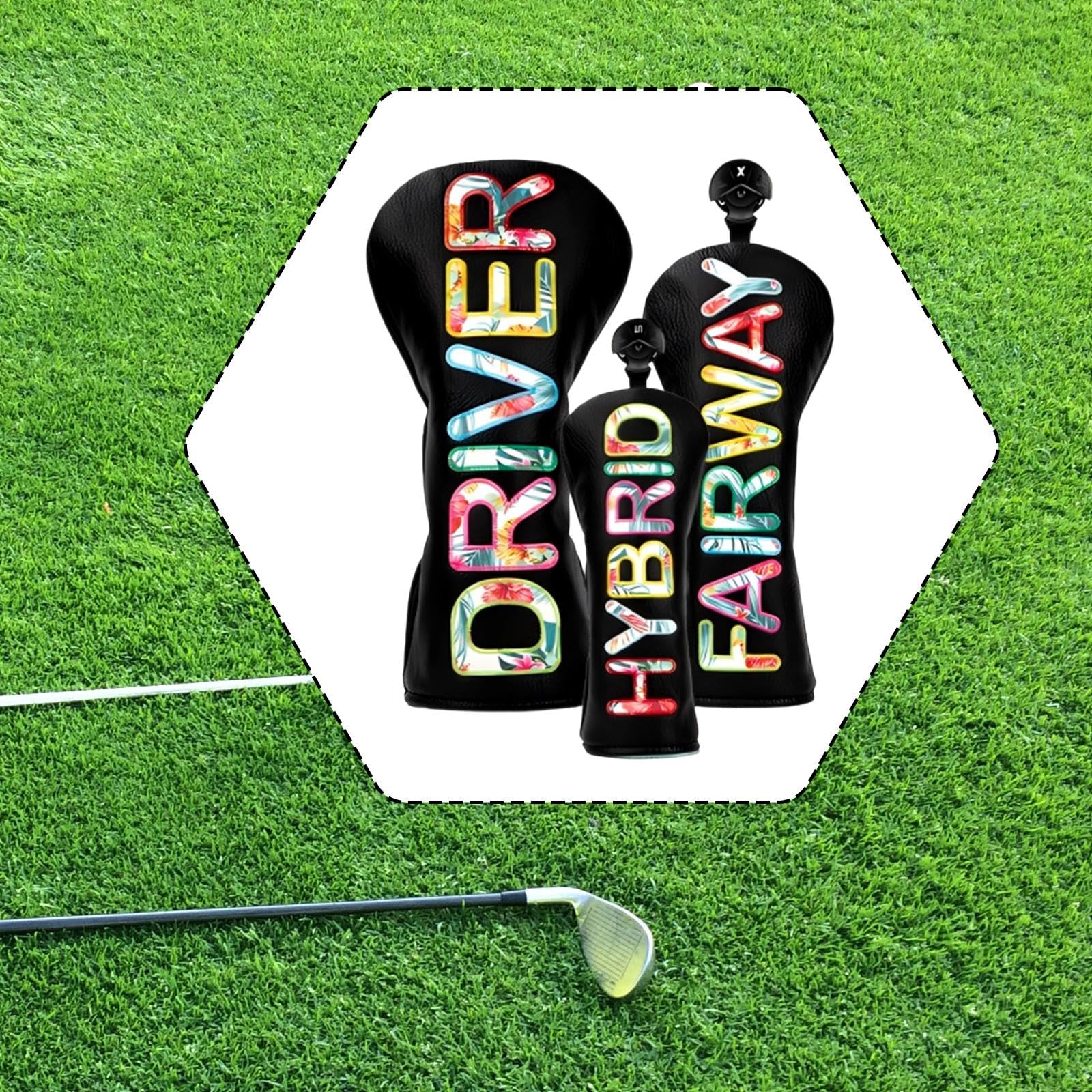 Set di 3 Coperture per Legni Da Golf in Pelle PU, Morbide Coperture per Le Teste Dei Bastoni Da Golf