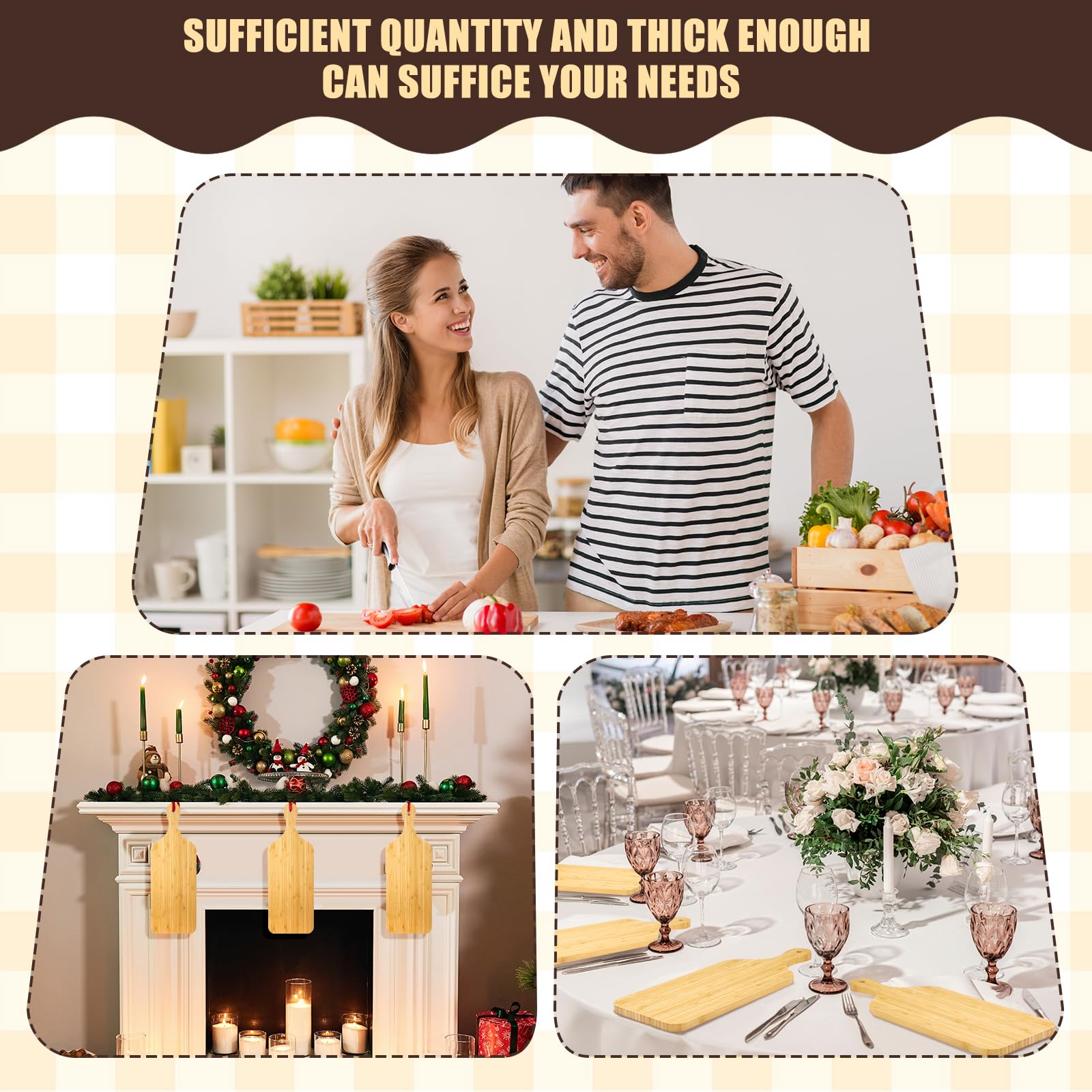 Lounsweer 6 tablas de cortar gruesas a granel para cortar y servir charcutería, material para grabado láser, día de la madre, boda, regalo de inauguración de la casa (bambú, 17 x 6 pulgadas)