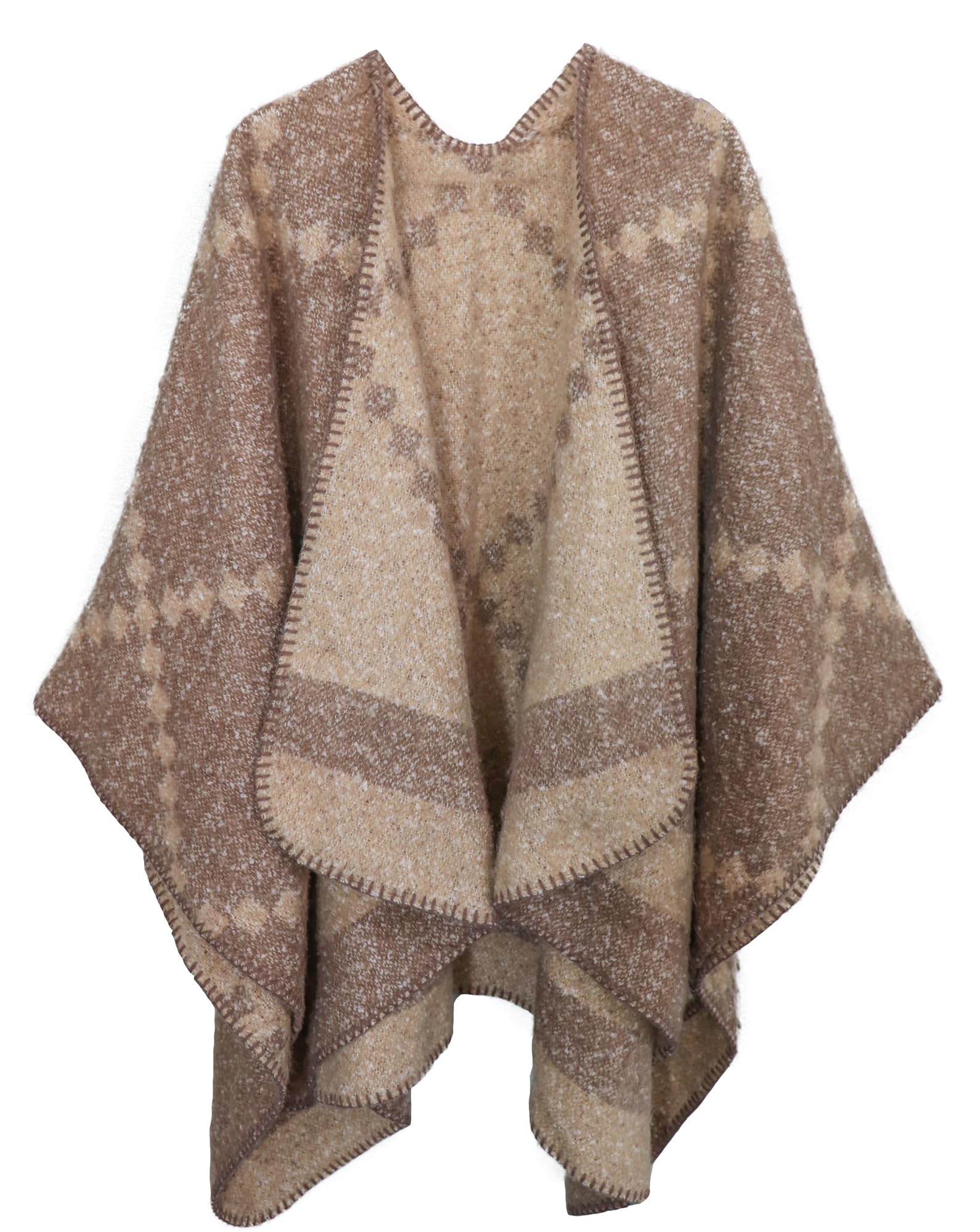 Women Poncho Cape Reversible Oversized Warm Open Front Shawl Scarf Wrap Cardigan Blanket Wraps-image-11