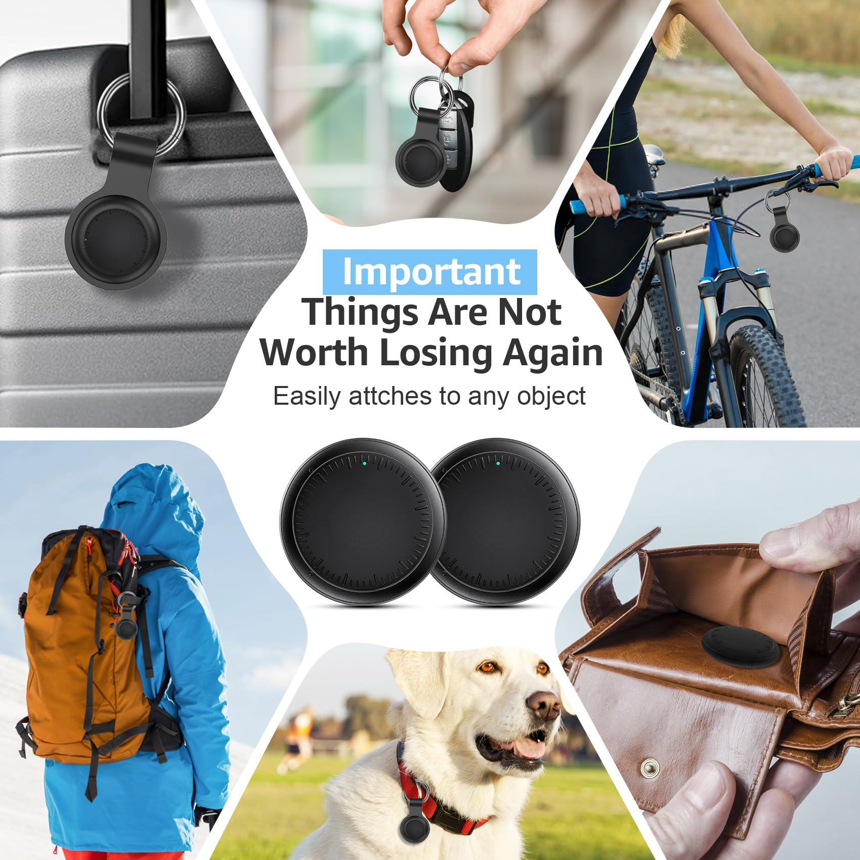 Tracker Tag Android, 2 Pezzi Smart tag Android, Funziona con Google Dov'è App, Bluetooth Trova Oggetti, Air Tracker Bluetooth Localizzatore Chiavi per Chiavi/Bagagli/Valigie