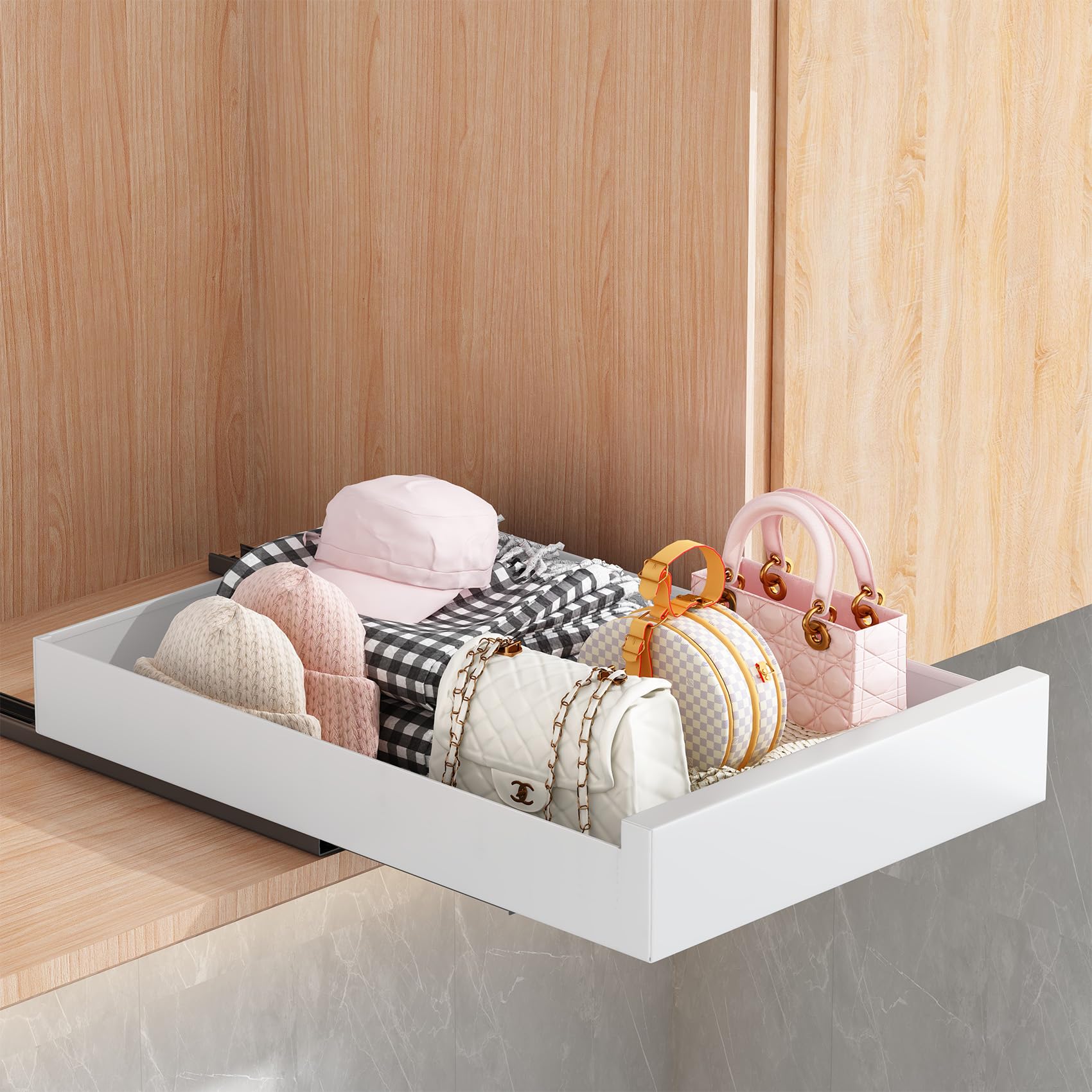 Cassetto Estraibile Per Cucina - Scorrevole A Telescopio, Adesivo, Senza Foratura, 25x43x7 Cm - Foto 7