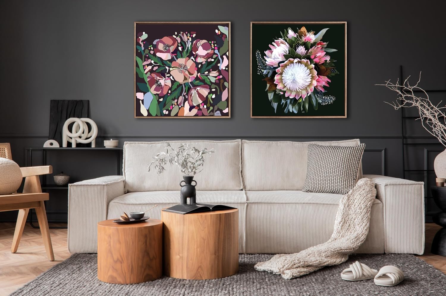 Kate and Laurel Sylvie Beaded Peninsula Wild Flower Vintage Framed Canvas Wall Art by Inkheart Designs, 30x30 Gold, Modern Floral Bouquet Wall Decor