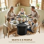HOMCOM Table ronde pour 4-6, 47 Table de cuisine moderne minimaliste de pouce avec socle encastré, pour salle à manger salon, grain de bois noir