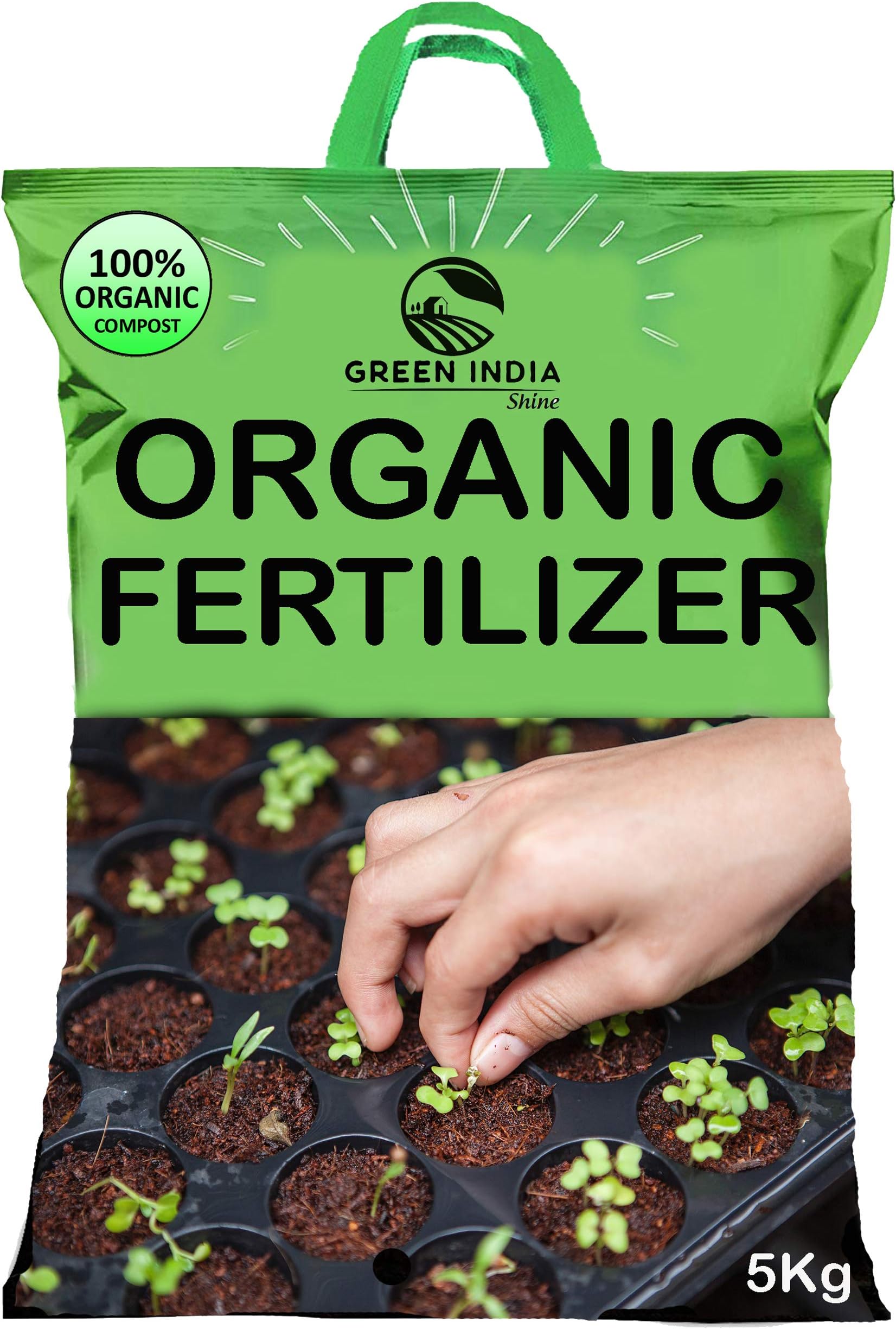 ROYAL ENTERPRISES Green India Shine Organic Fertilizer Cow Dung Manure for Home and Plants, 5 kg