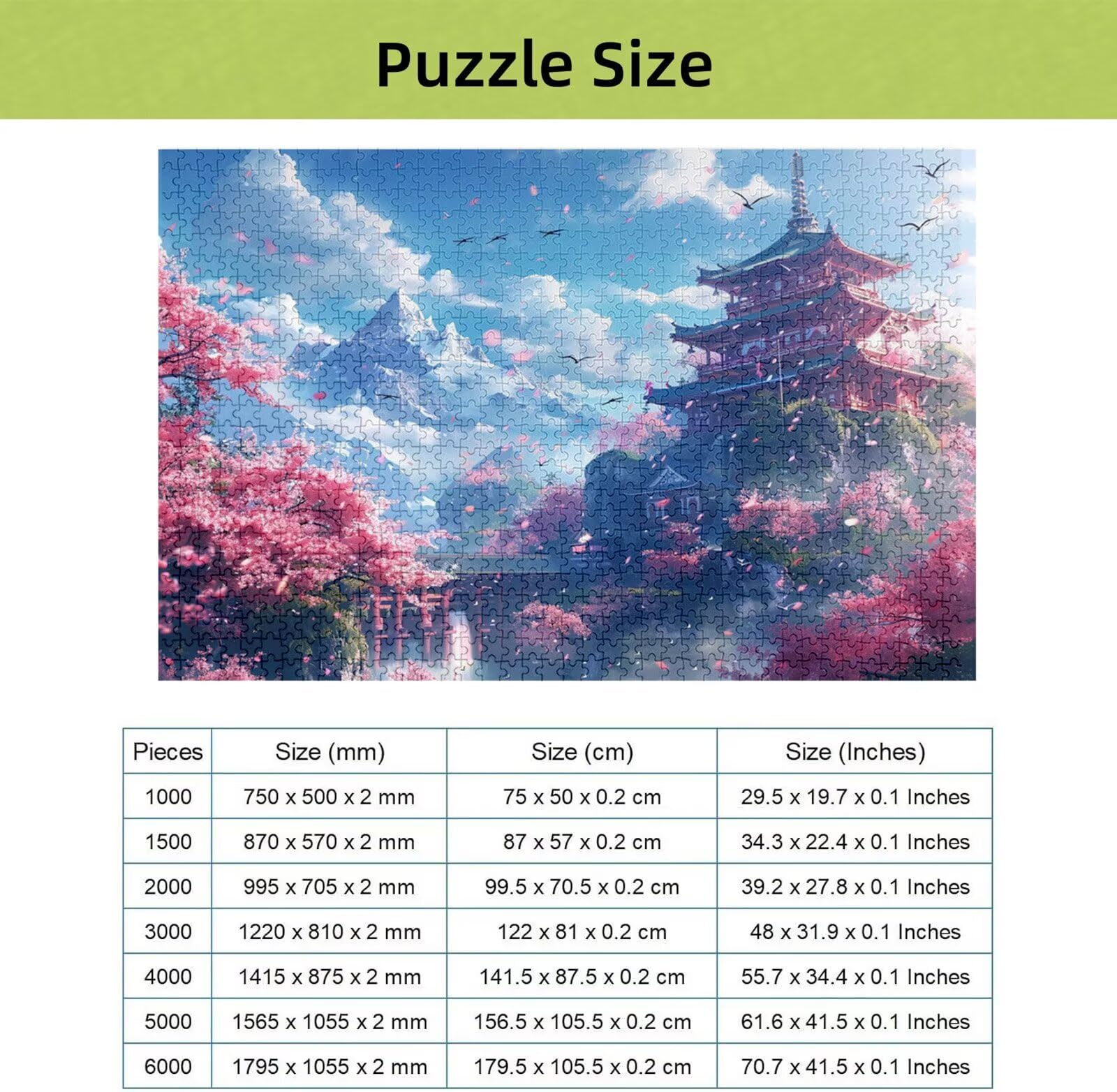 Puzzle 4000 Pièces Japon, Puzzle 4000 Pièces Adultes et Enfants, Puzzles Bois avec Une Boîte d'emballage Exquise, Jeu Éducatif Puzzles Fleurs de Cerisier, Decoration Maison, Cadeau Femme Homme H-2726