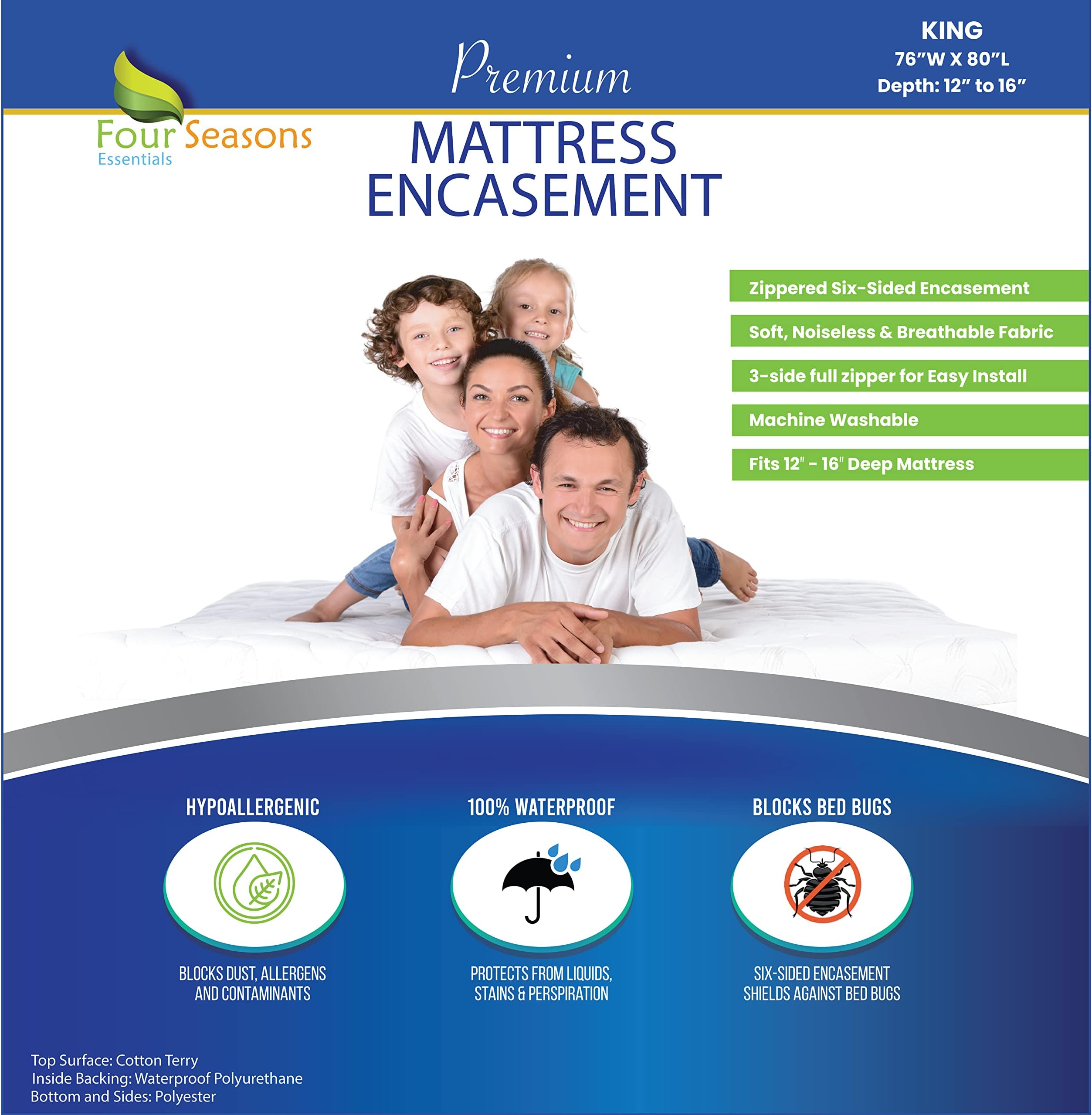 Superior Extra Heavy 8 Gauge Vinyl Mattress Protector Zippered Encasement Cover 100