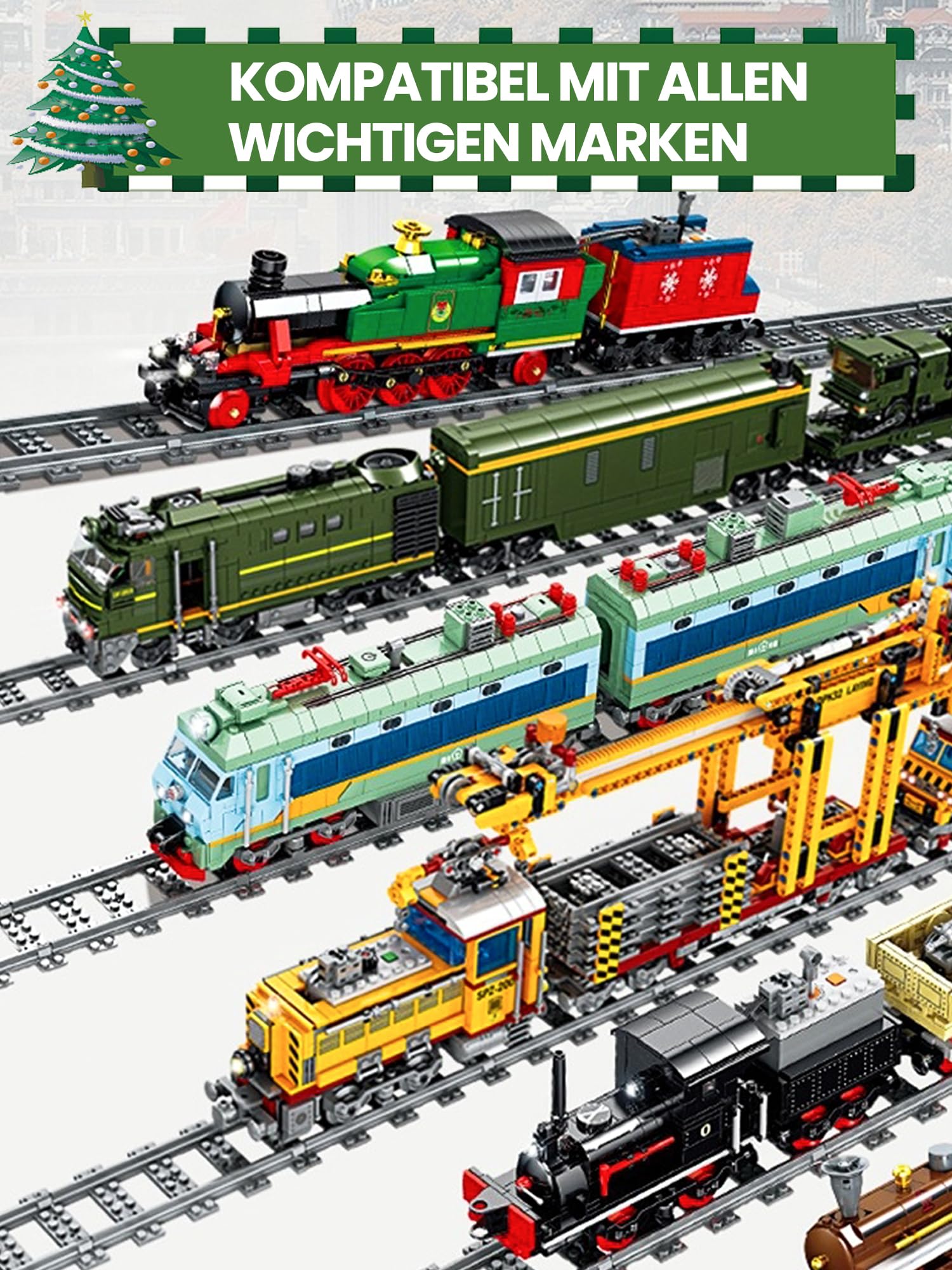 City Train Set de Train Urbain pour Train, Ville - Kit d'extension de Rails compatibles avec Le Leader du marché - Railway Rails pour Filles et garçons (54 PCS)