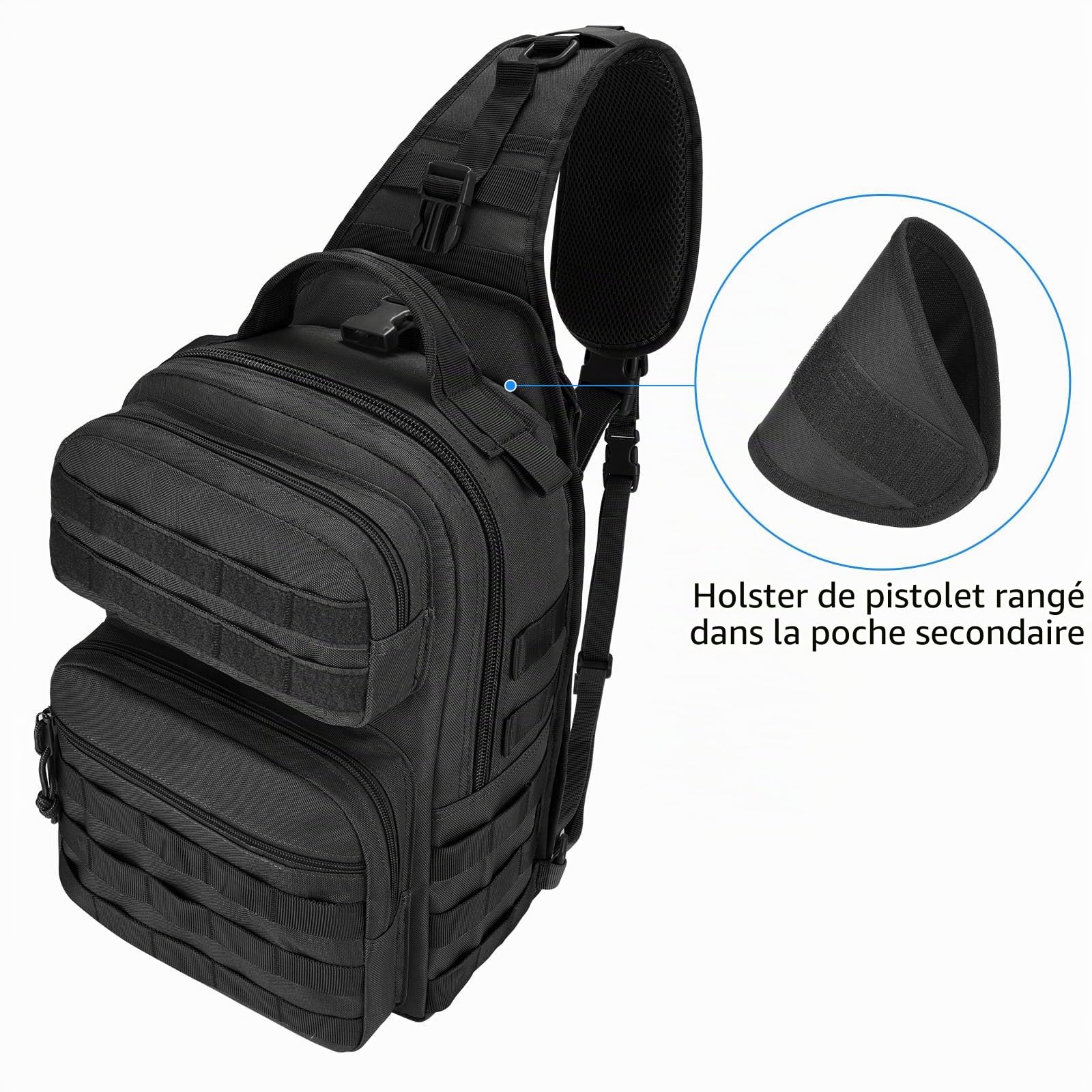 Sac à dos tactique pour homme - Sac à bandoulière militaire Molle Army Assault - Sac tactique amovible avec porte-bouteille - Sac de travail pour EDC, randonnée, camping