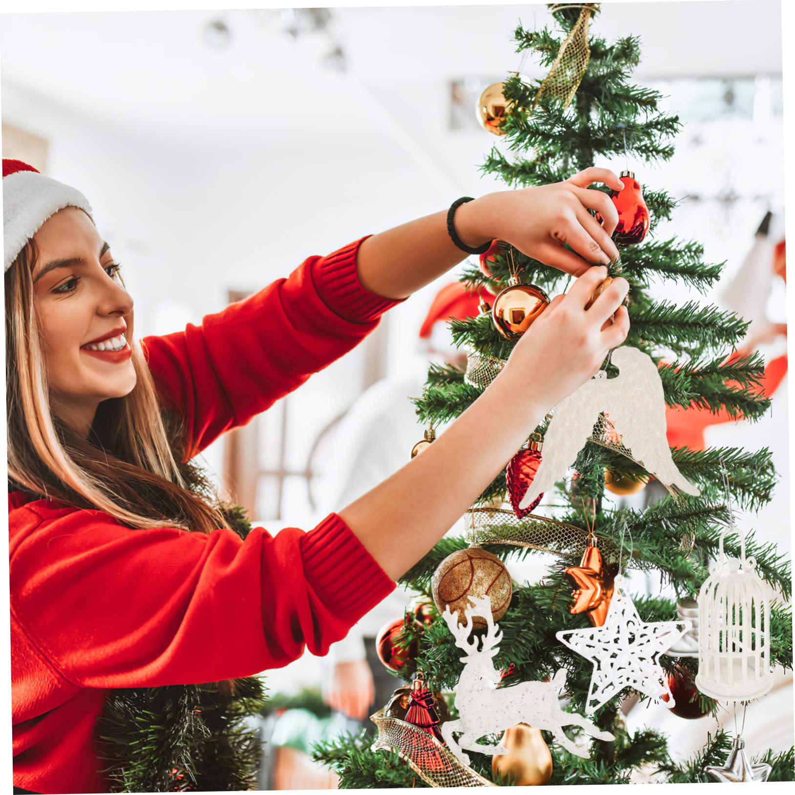 Alipis 5 Sätze Weihnachtsschmuck Weihnachtsdeko Weihnachtsstern Dekoration Weihnachtliche Hängende Hirschdekoration Weihnachtsbaumschmuck Weihnachtshirsch Weiß Schaum 4 Stück * 5