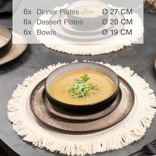 Moritz & Moritz Dinner Sets for 6 People – 18-Piece Plates and Bowls Set for 6 – Microwave Oven and Dishwasher Safe – Series Vida - 3