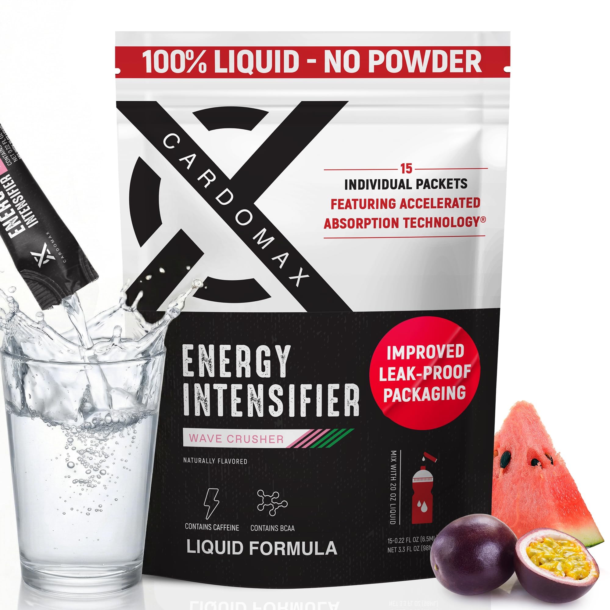 CardoMax Caffeine Packets, Wavecrusher, 15 Liquid Stick Packs