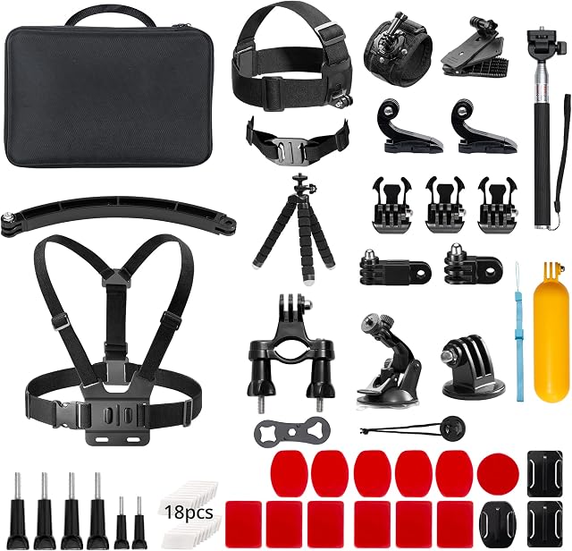 AKASO 60 in 1 Action Camera Accessory Kit with Collection Bag, Compatible with EK7000/EK7000 Pro/Brave 4/Brave 7 LE/Brave 7/V50X/V50 Pro/V50 Elite/GoPro Hero 11 10 9 8 7/DJI/Apexcam Action Cameras
