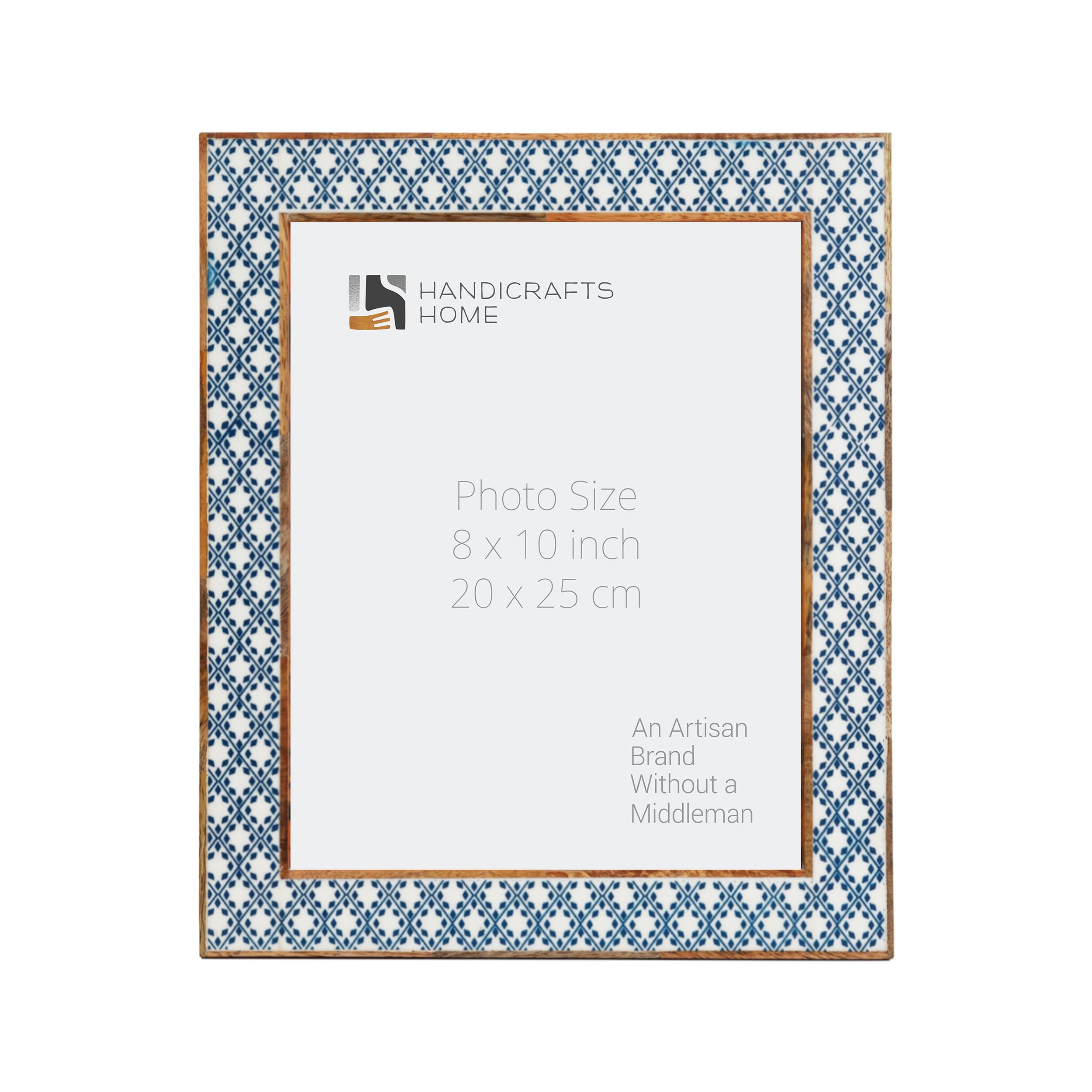 Handicrafts Home Blue Picture Frame, Handmade Resin & Wood 8x10 Photo Frame for Christmas Decor, Navy Blue Holiday Styling, Coastal & Farmhouse Home Decor, Wall & Tabletop Display, Gift for Christmas